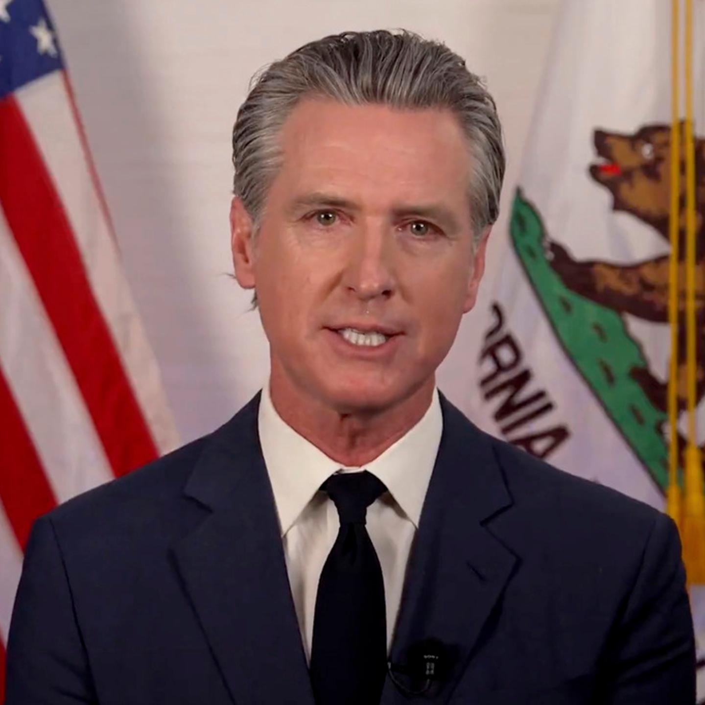 California Gov. Gavin Newsom speaks during an address on June 10, 2025.