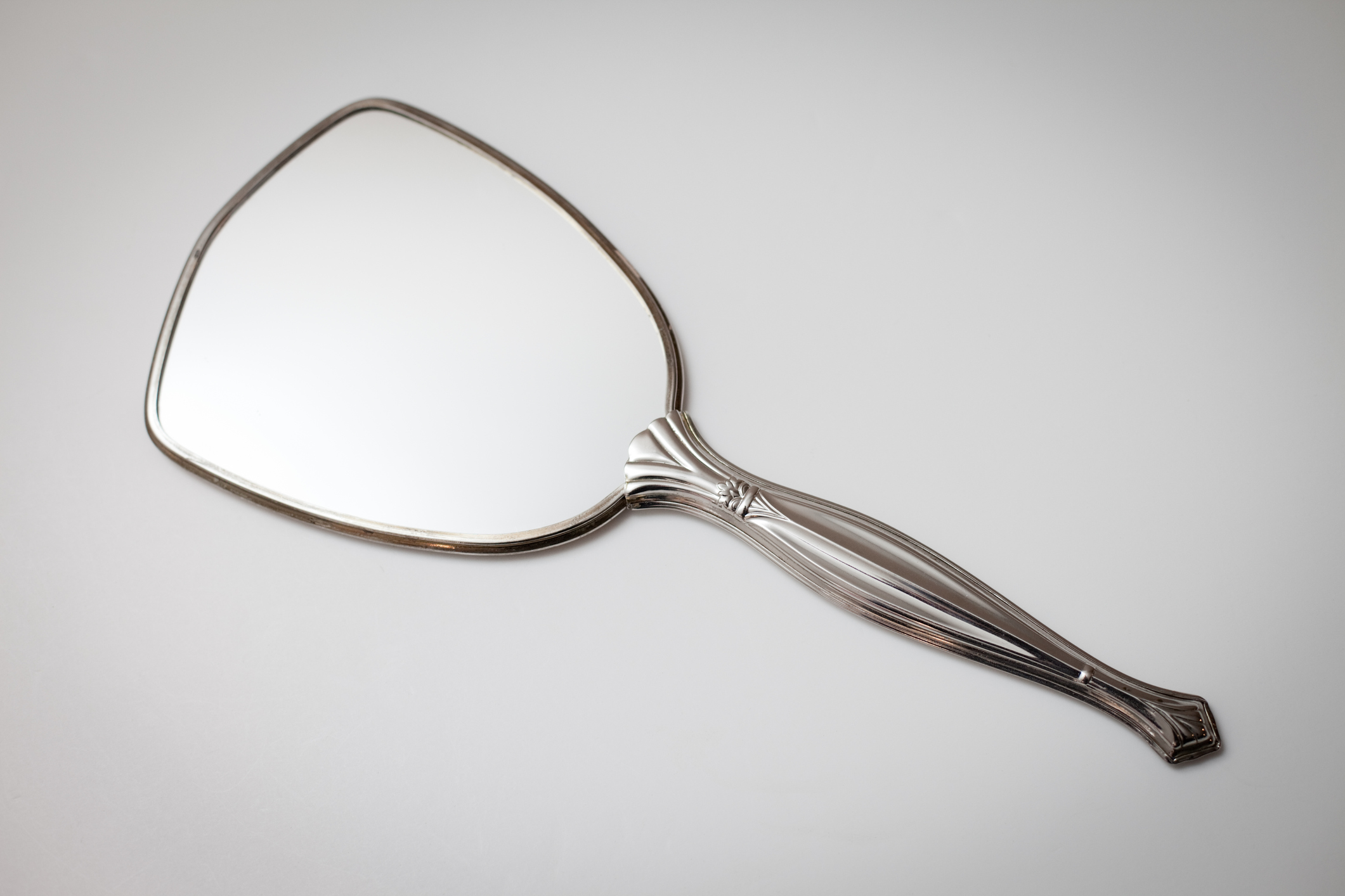 Elegant, Vintage Silver Handheld Vanity Mirror