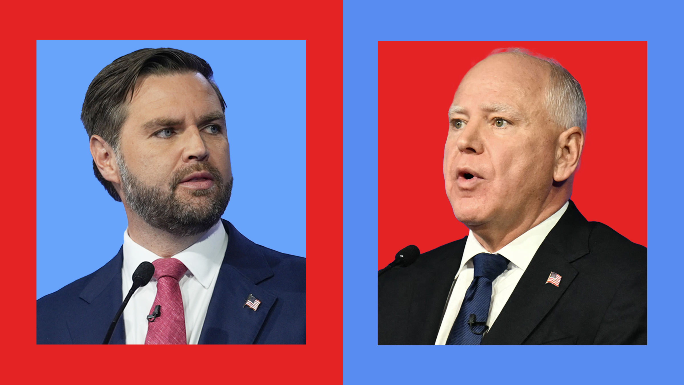 J.D. Vance and Tim Walz during the vice presidential debate in New York City on Oct. 1, 2024.