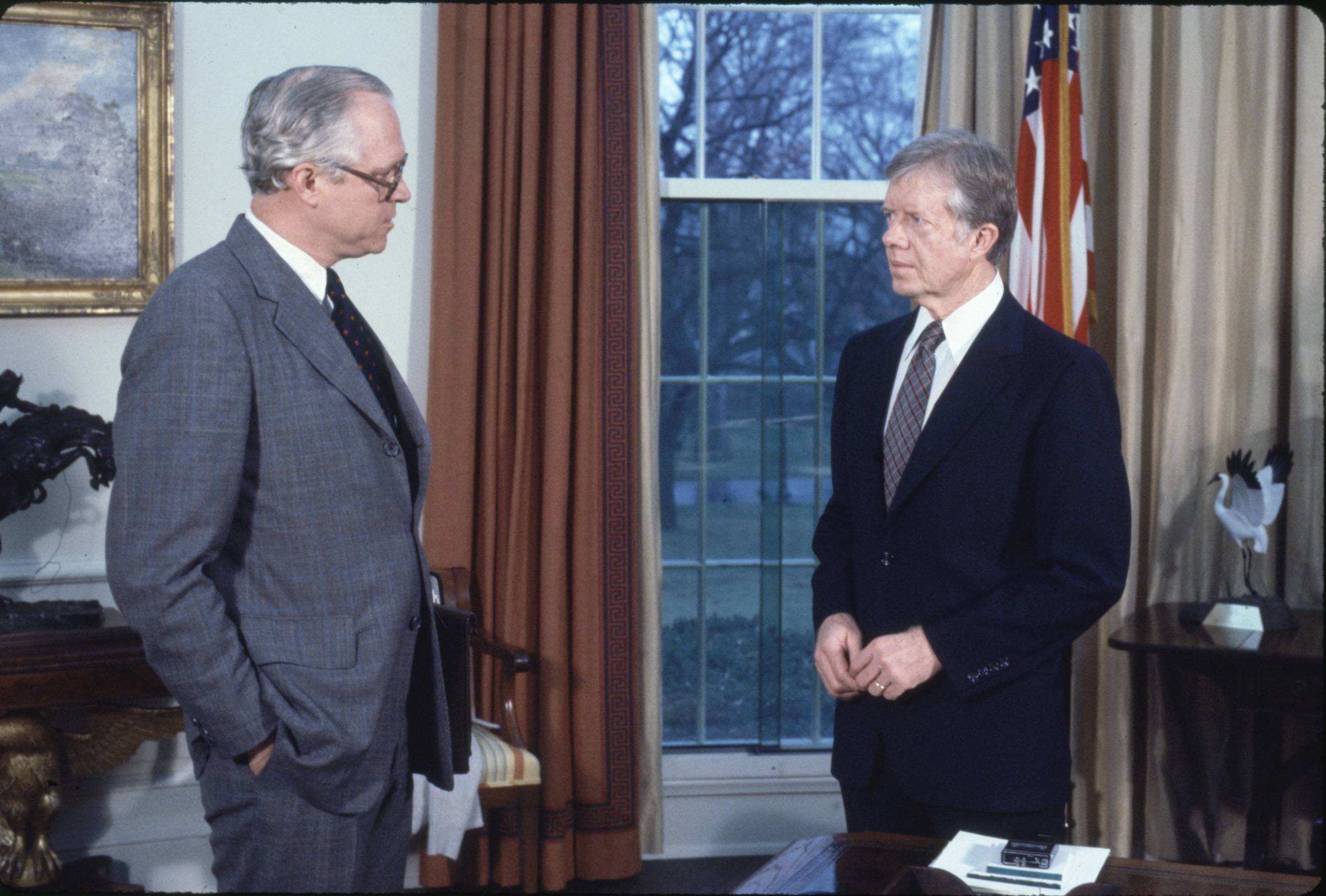 Pres. Jimmy Carter (R) w. Atty. Gen Benjamin Civiletti at the White House.