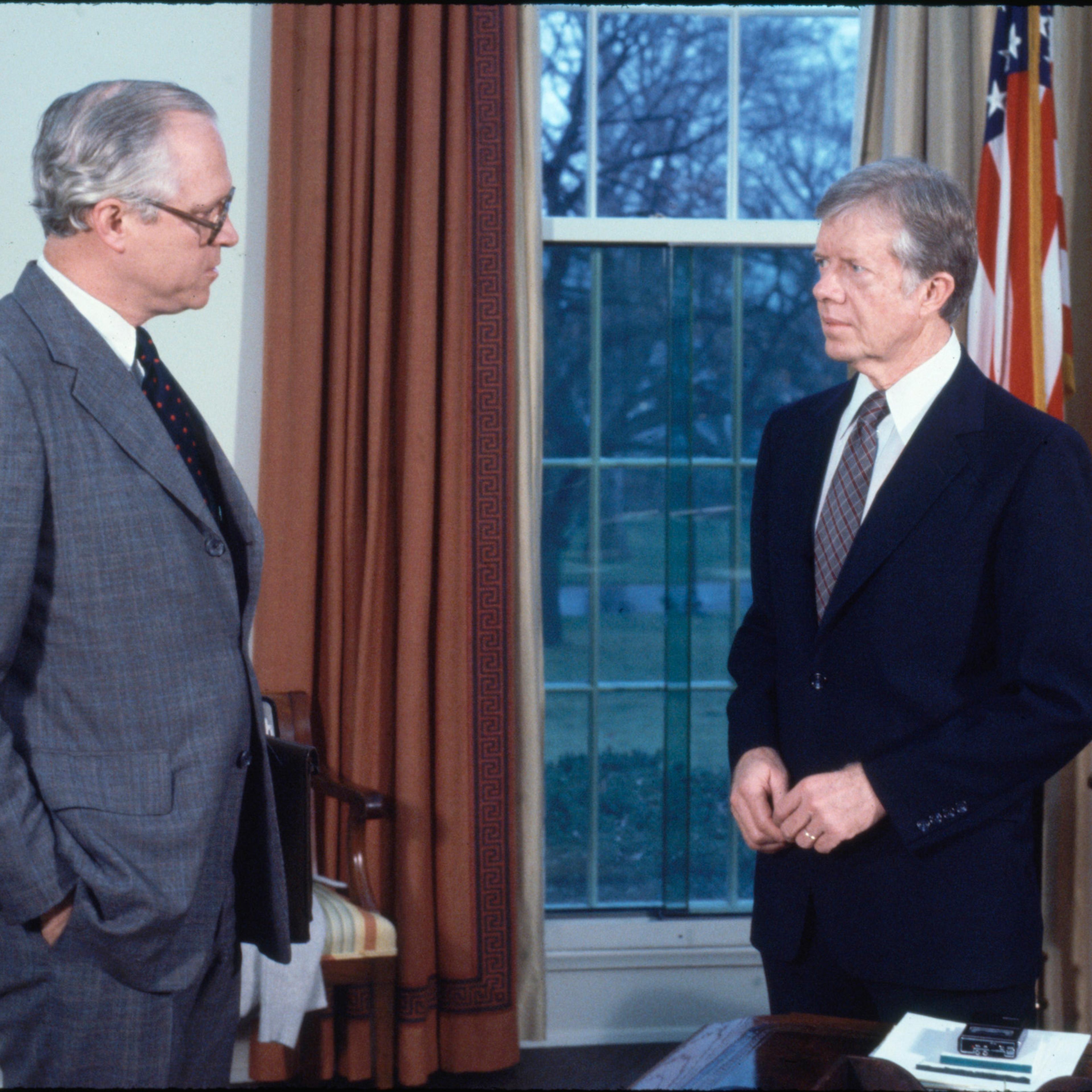 Pres. Jimmy Carter (R) w. Atty. Gen Benjamin Civiletti at the White House.