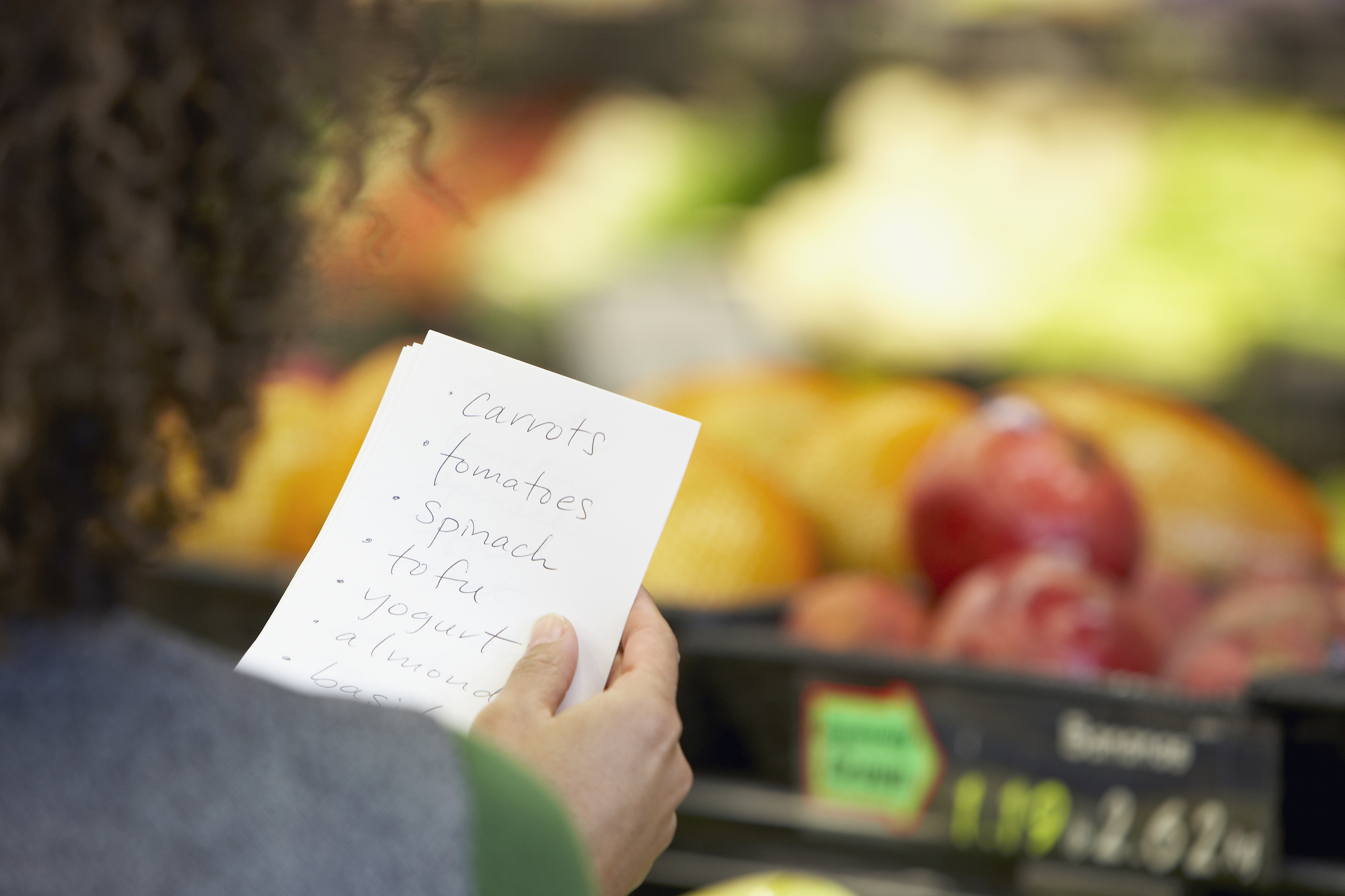 woman grocery list