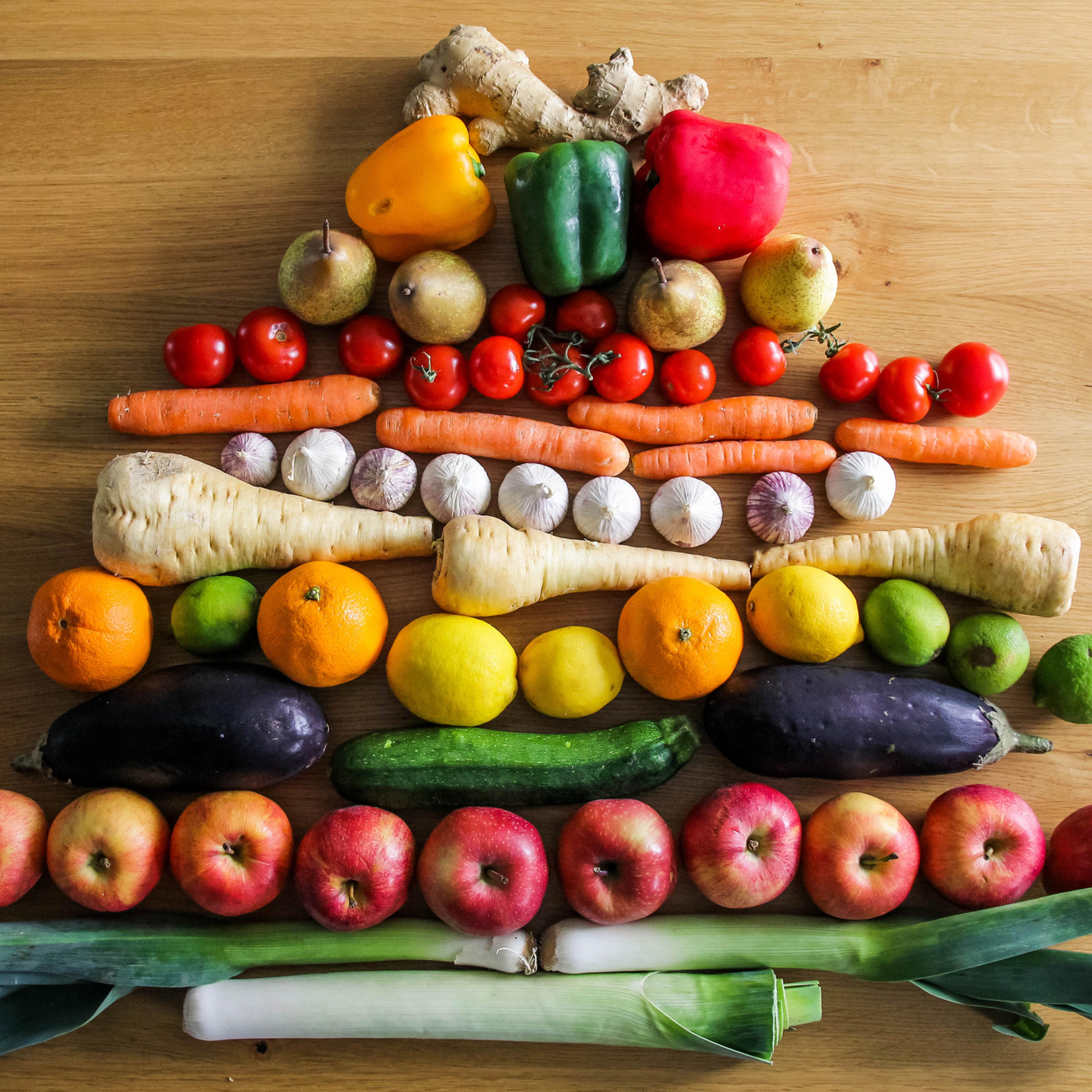 A fruit and vegetable pyramid