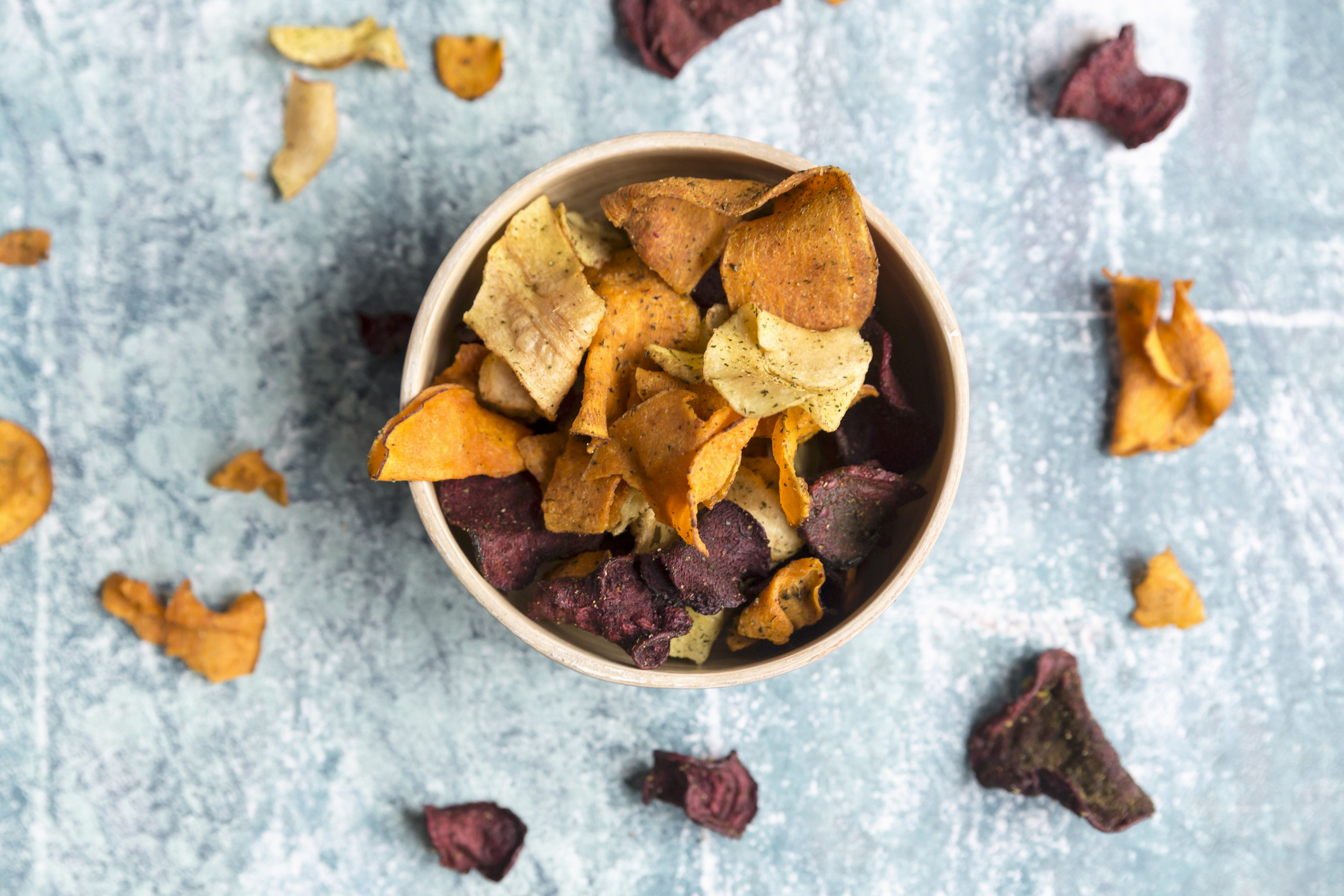 Veggie chips in a bowl