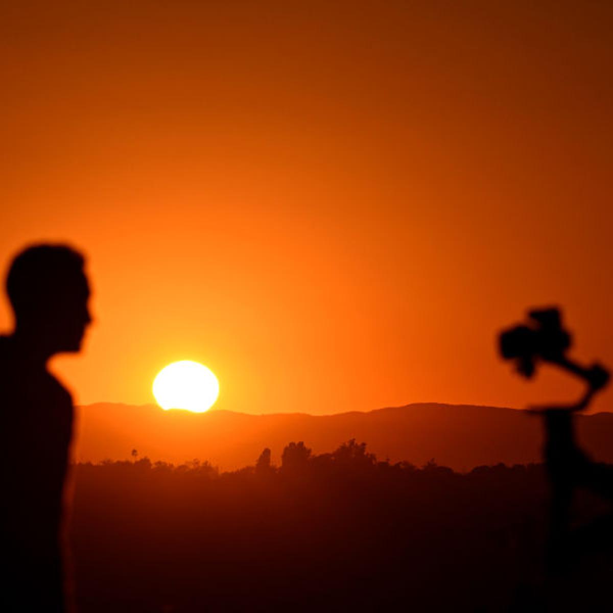 The sun sets on September 5, 2024 in Los Angeles, California, where temperatures hit 100F (38C) amid an excessive heat warning.