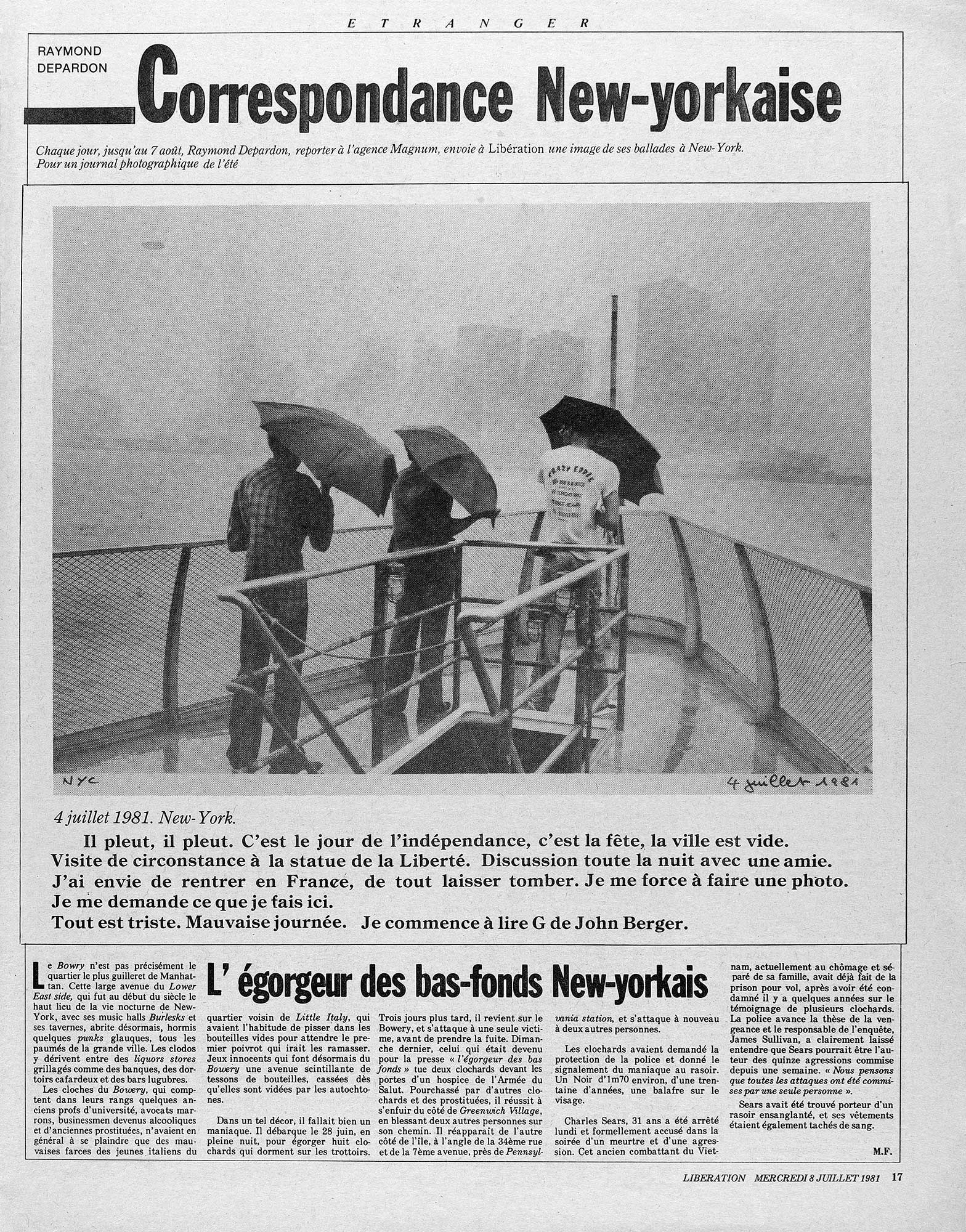 A photograph from Raymond Depardon's 1981 assignment