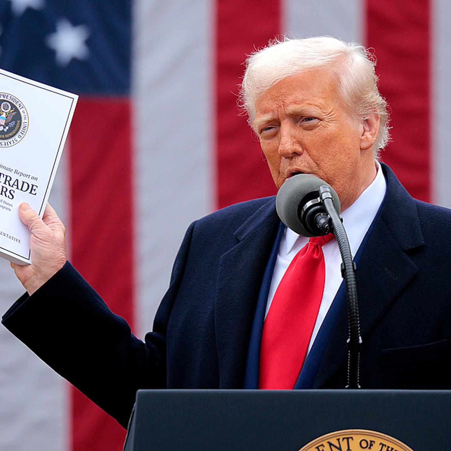 President Trump Holds "Make America Wealthy Again Event" In White House Rose Garden