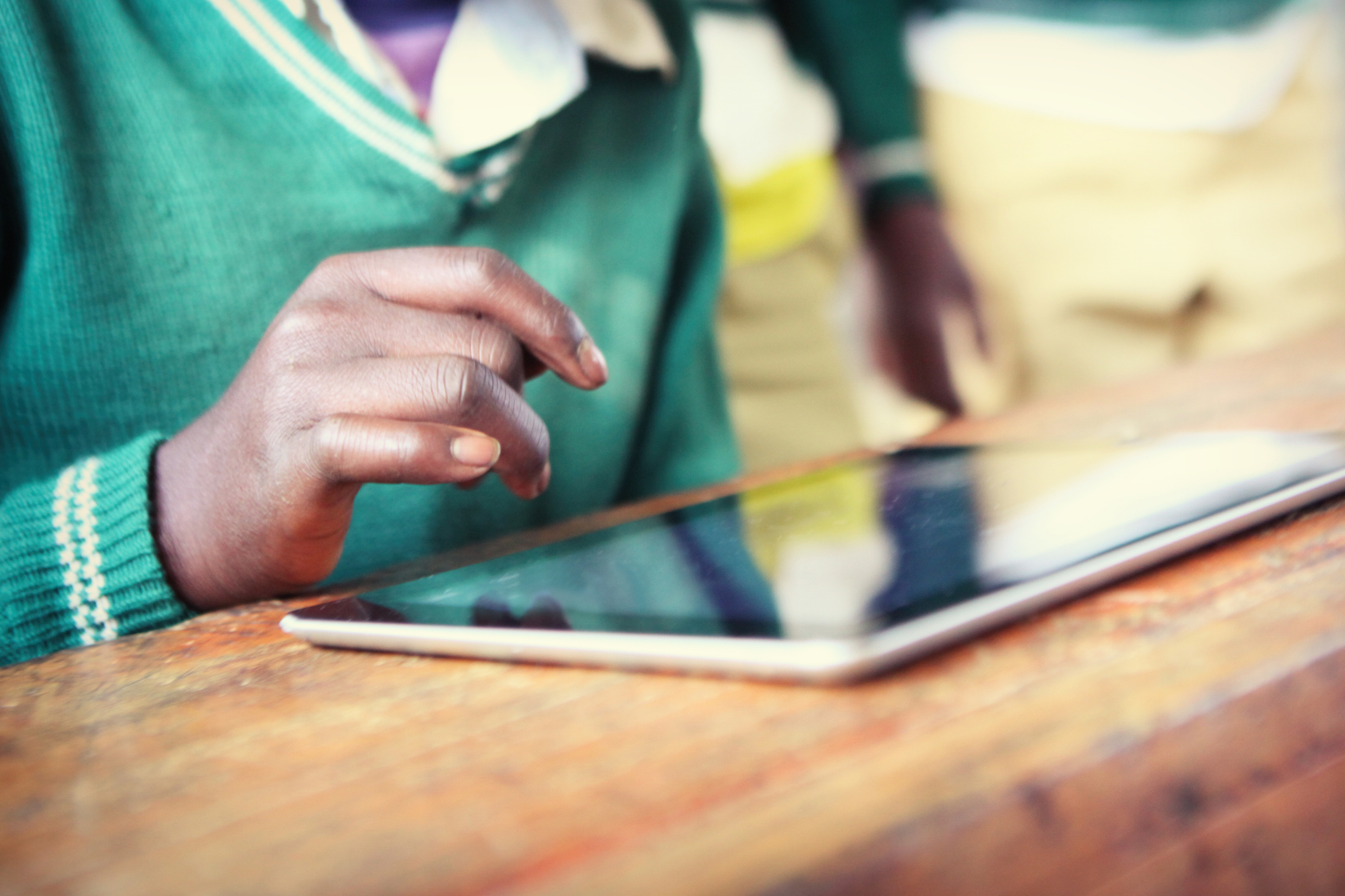 Student working with tablet