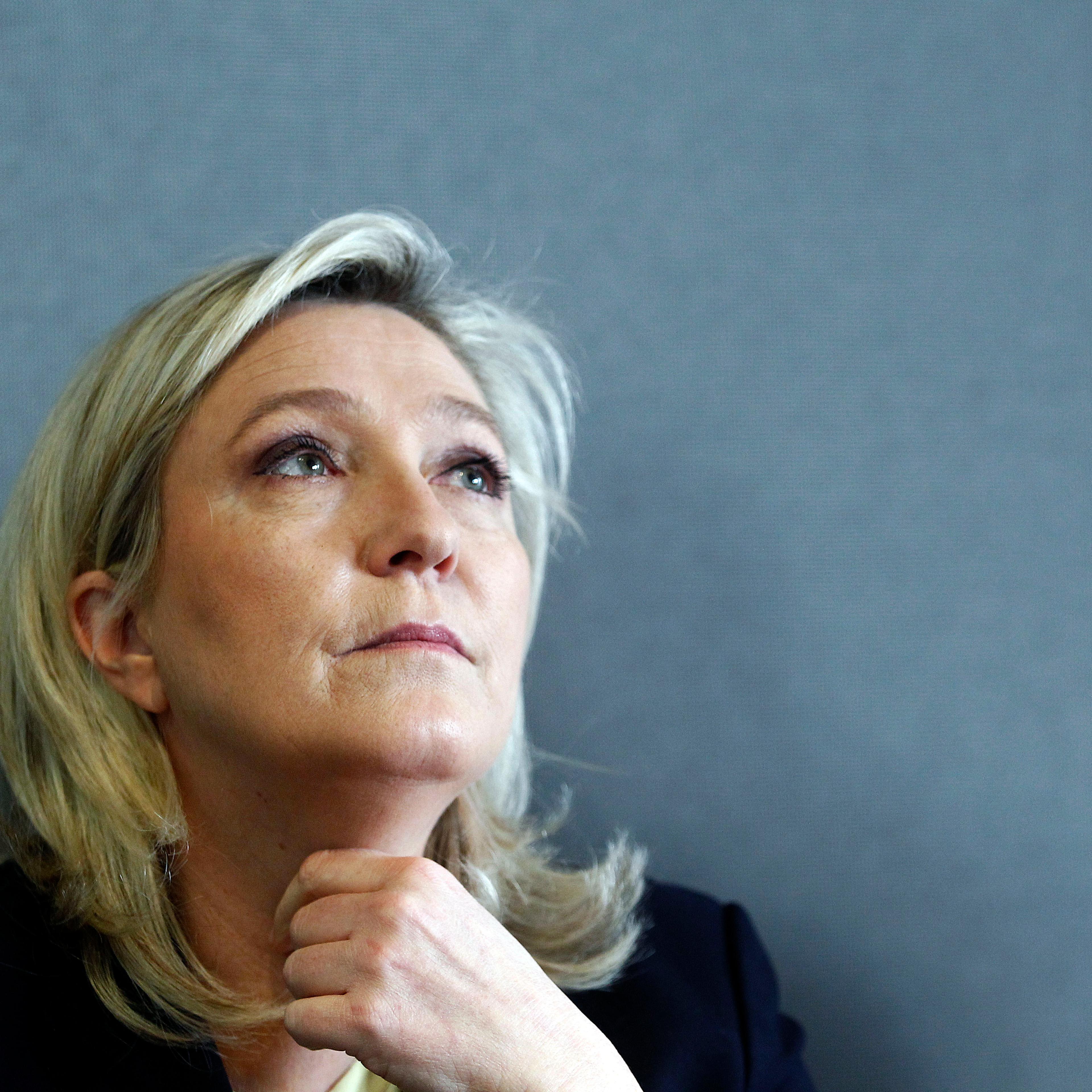 French Far-right National Front President Marine Le Pen Gives A Press Conference to launch "Collectif Animaux" in Paris