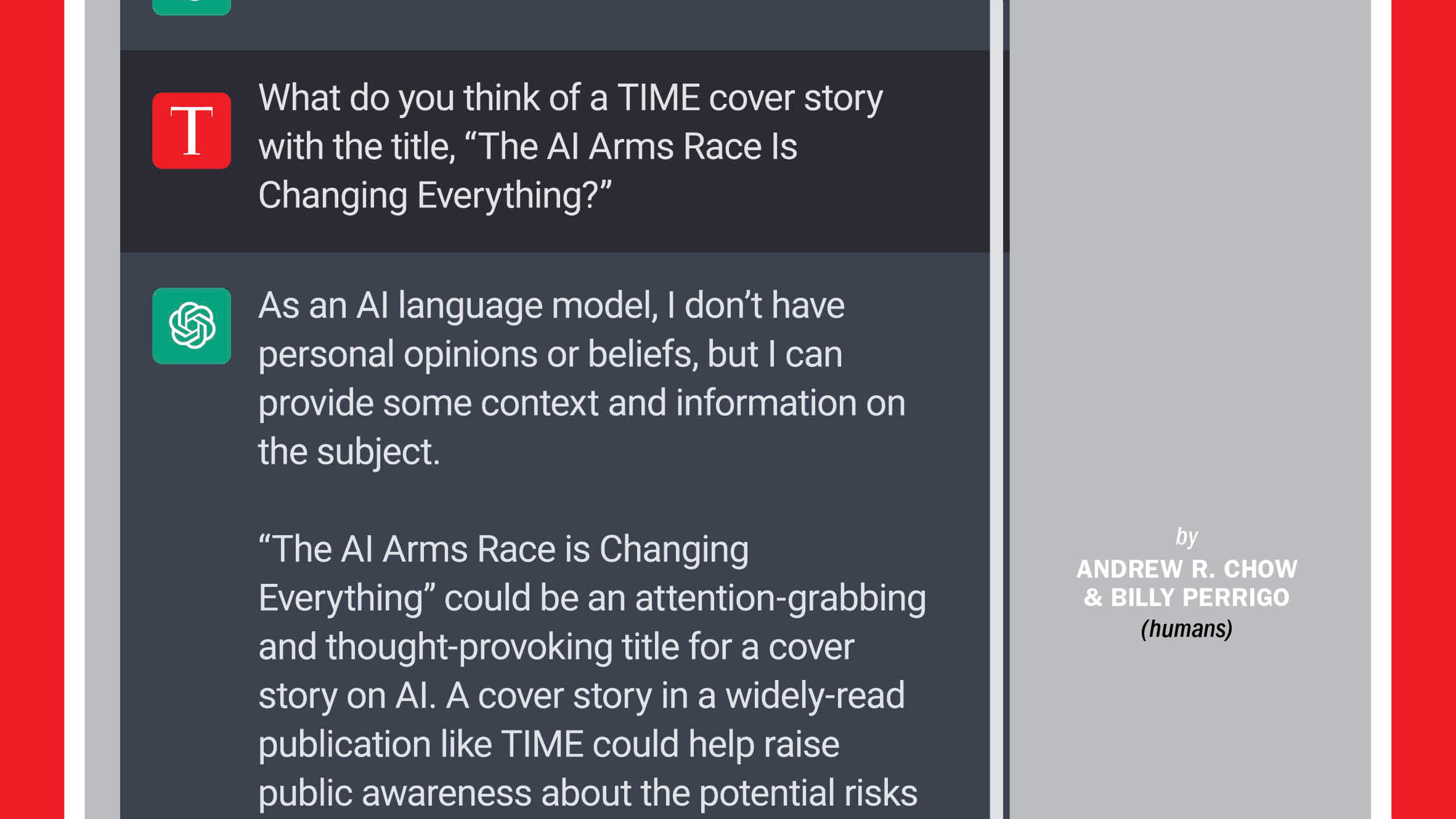 AI Arms Race Time Magazine Cover