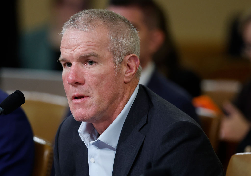 Brett Favre testifies before the House Ways and Means Committee on September 24, 2024 in Washington, DC. 