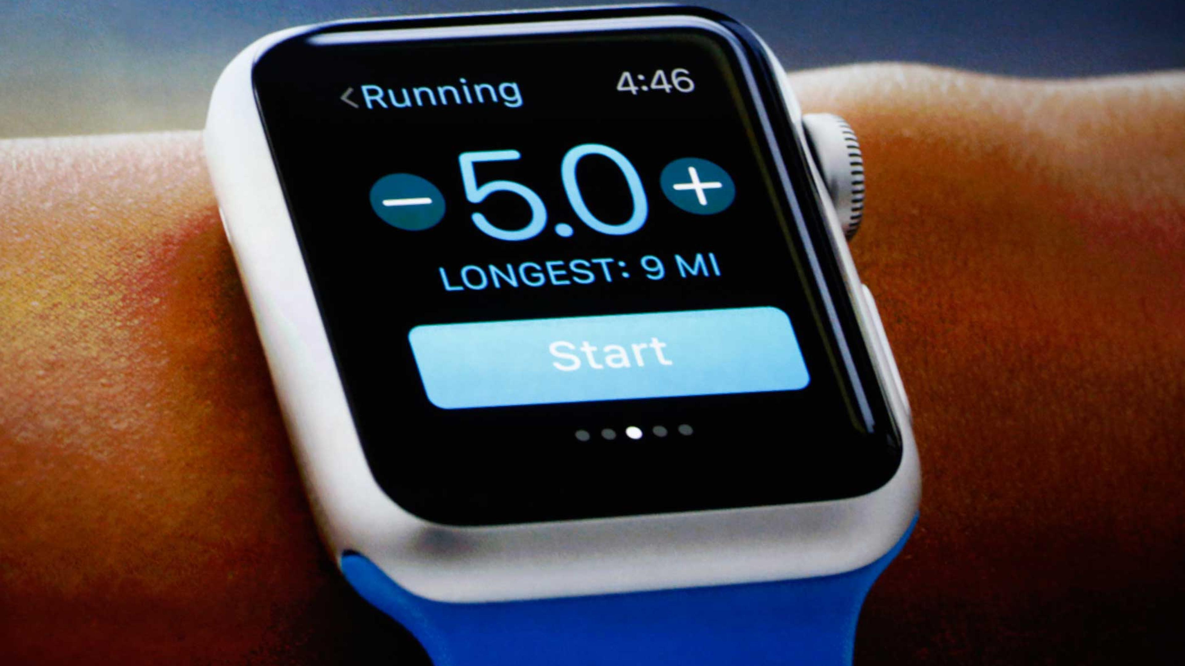 An Apple Watch is shown during an Apple event at the Flint Center in Cupertino
