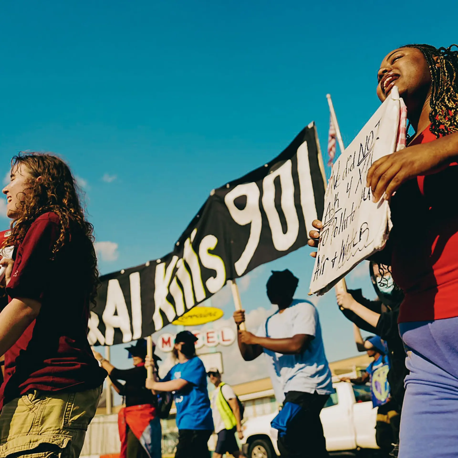 Tigers Against Pollution during a march from the Civil Rights Museum to City Hall to protest xAI on June 17, 2025.