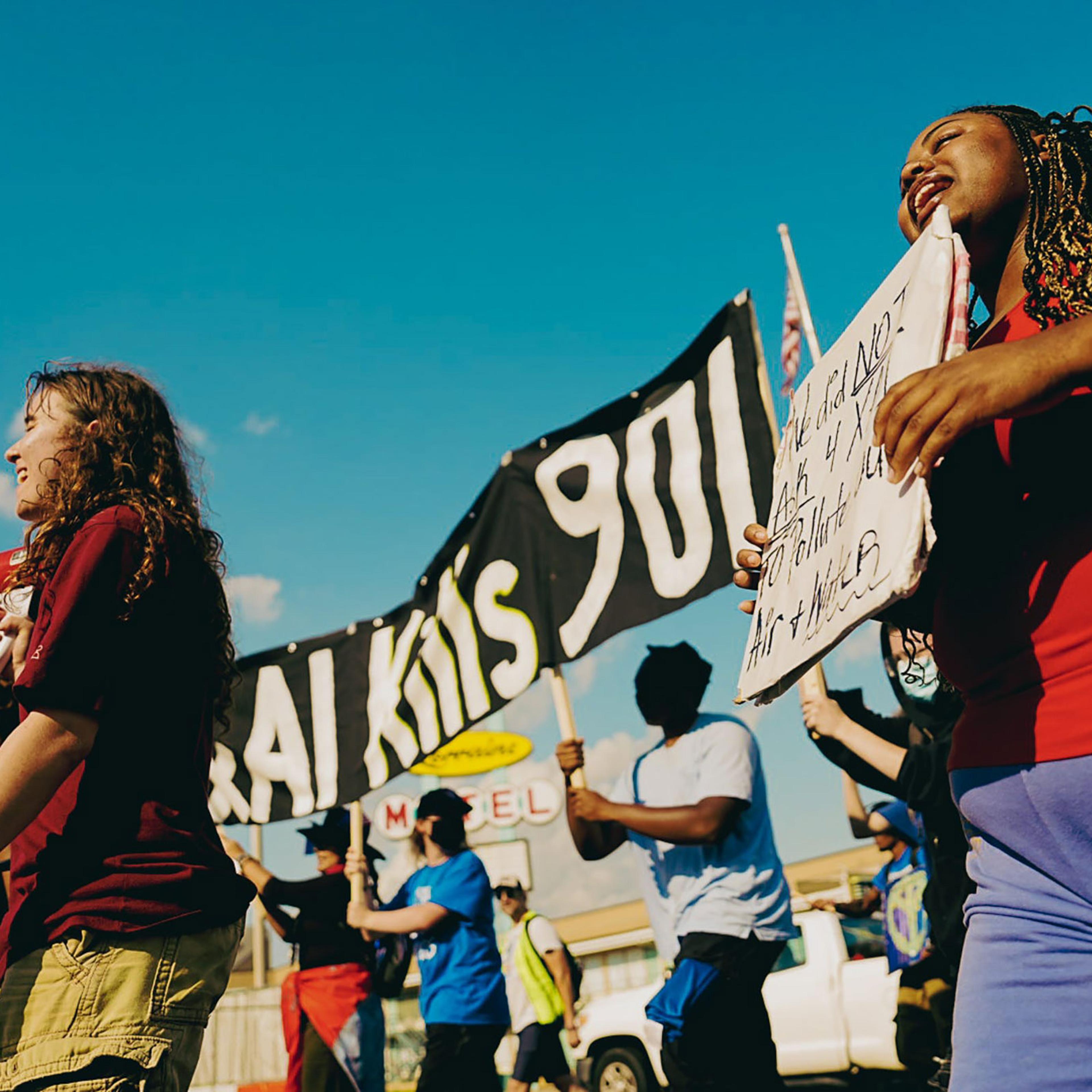Tigers Against Pollution during a march from the Civil Rights Museum to City Hall to protest xAI on June 17, 2025.