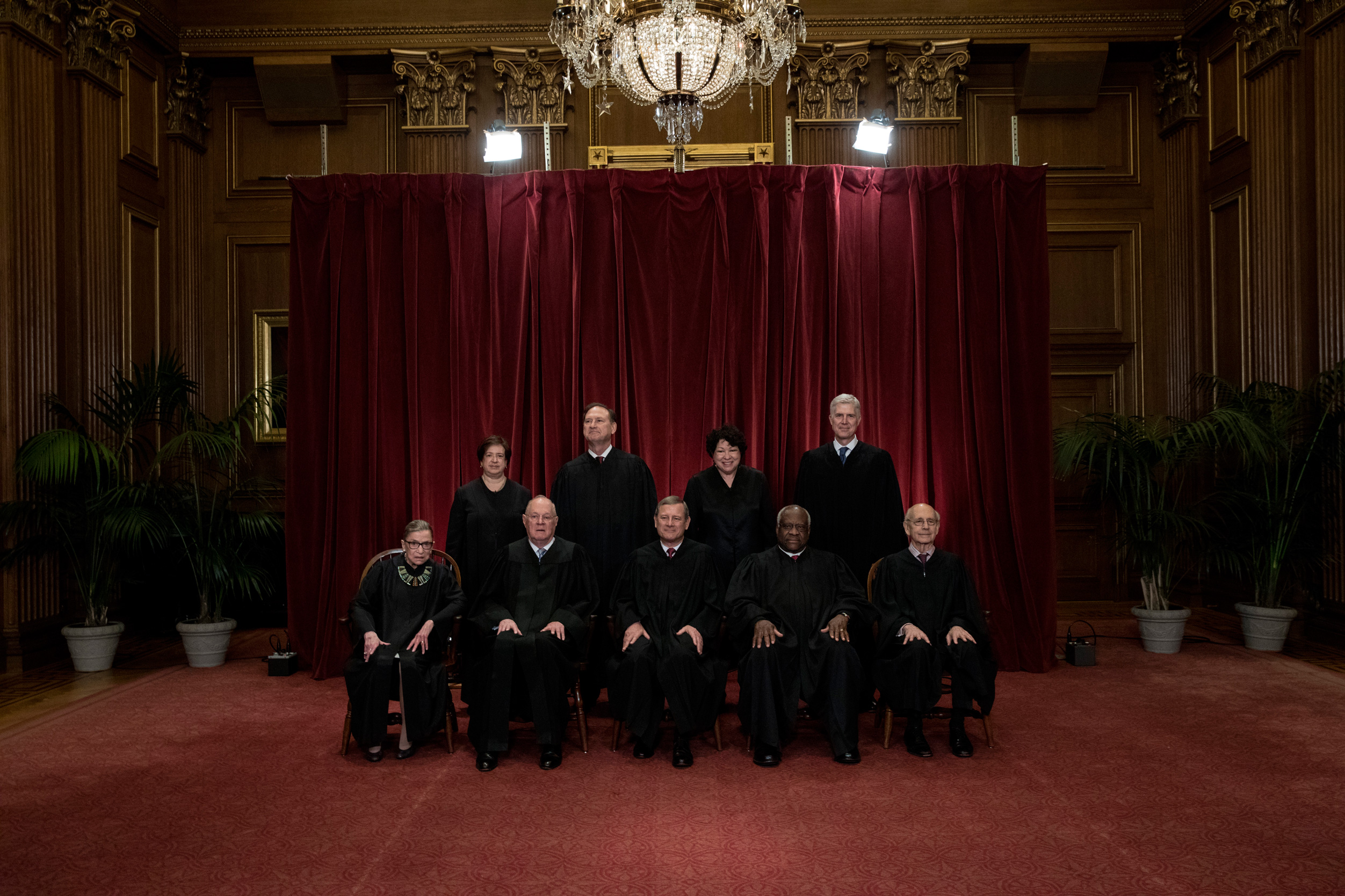 Supreme Court of The United StatesIn the East Conference Room. A ceremonial room used for meetings, receptions and special events.Seated from left, Associate Justice Ruth Bader Ginsburg, Associate Justice Anthony M. Kennedy, Chief Justice of the United S
