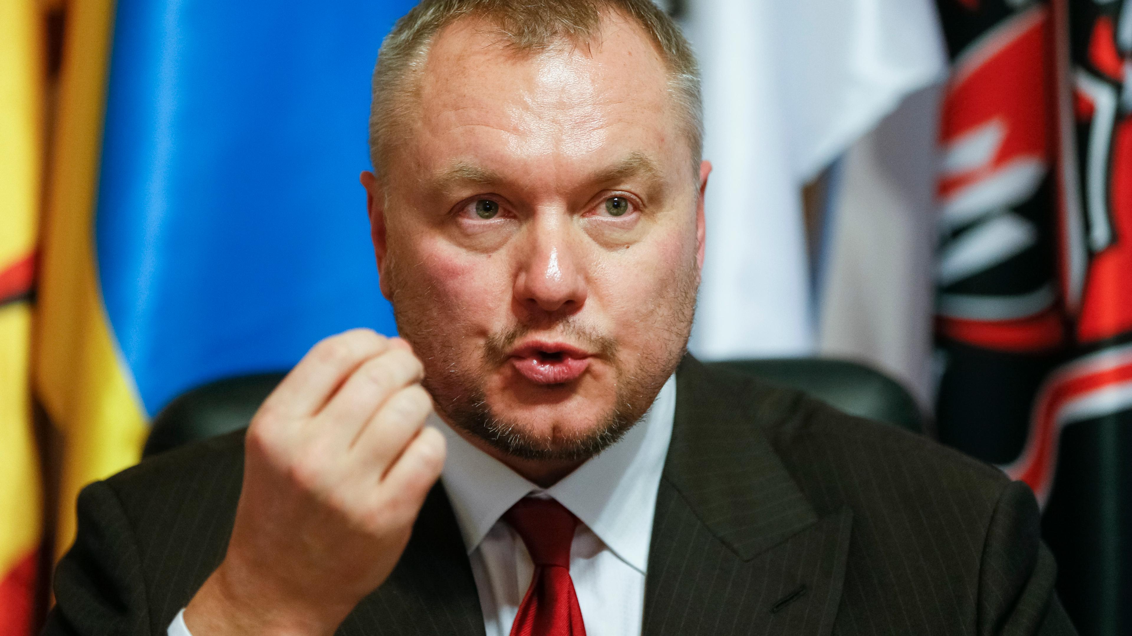 Ukrainian lawmaker Artemenko speaks during an interview in Kiev