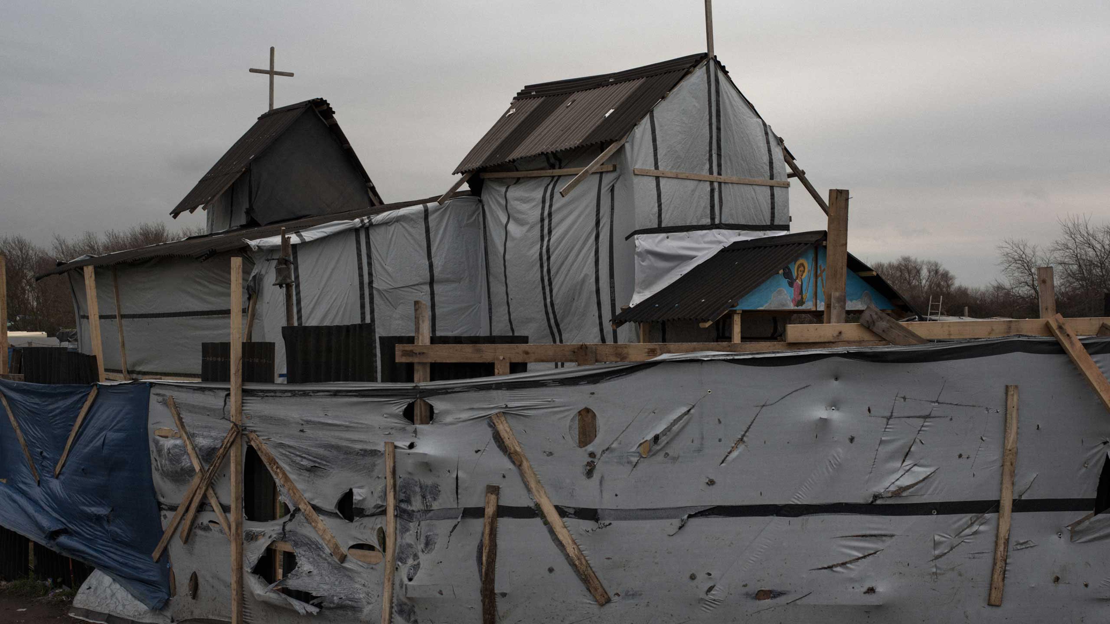 The makeshift church for the Ethiopian and Eritrean community is known as St. Michael's Calais in the "jungle" of Calais, France, Nov. 27, 2015.