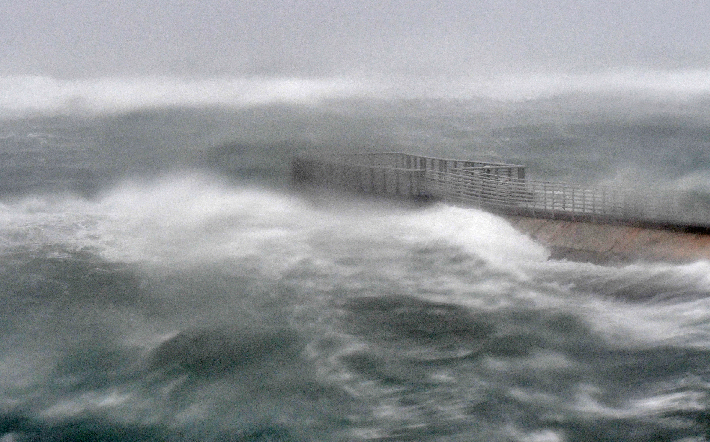 Boynton Beach inlet in Palm Beach County was pounded by wind and waves as Hurricane Irma roared ashore on Sept. 10
