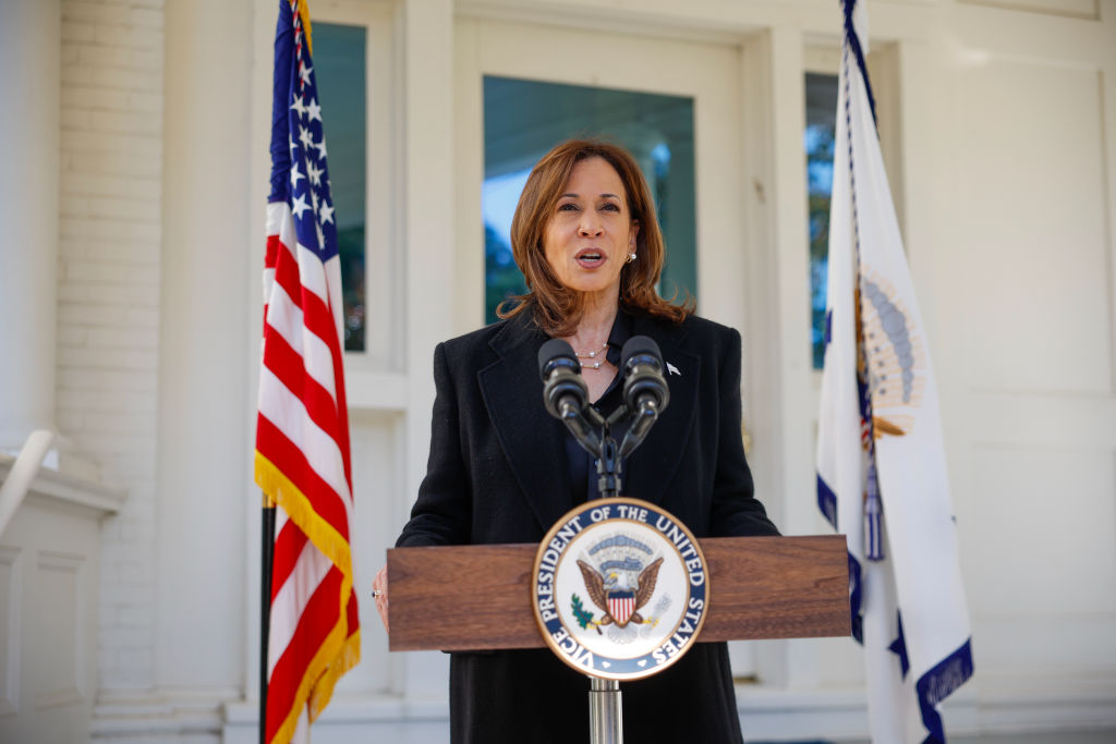Vice President Harris Speaks Outside Her Residence In D.C. Before Departing For Pennsylvania