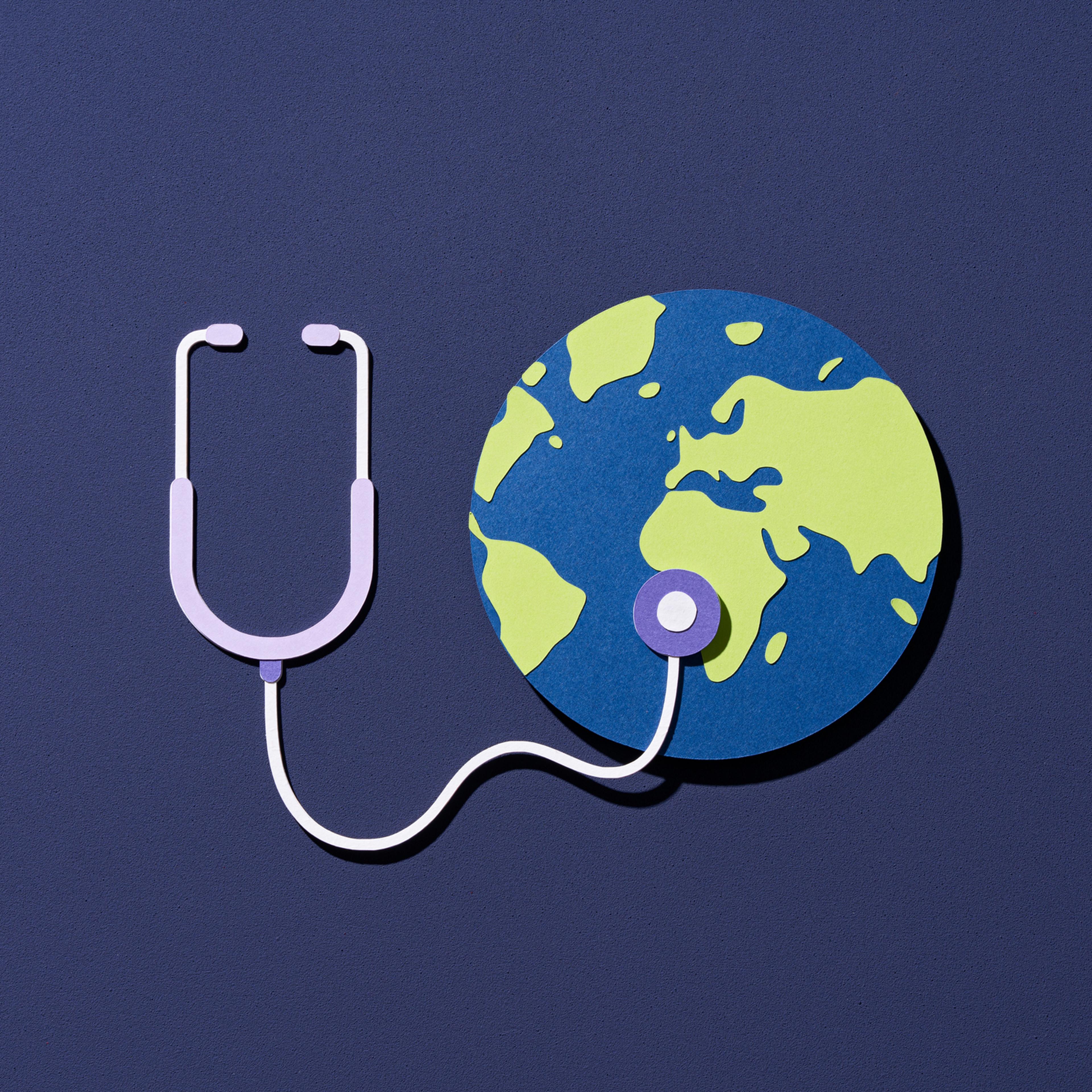 Paper Craft Earth With Stethoscope for World Health Day