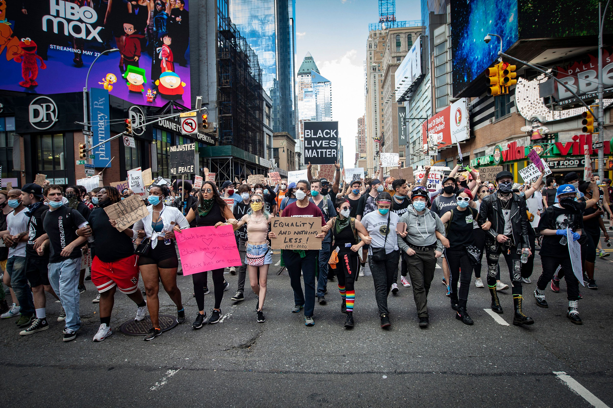 A Black Lives Matter protest march to City Hall in New York City on June 7, 2020.