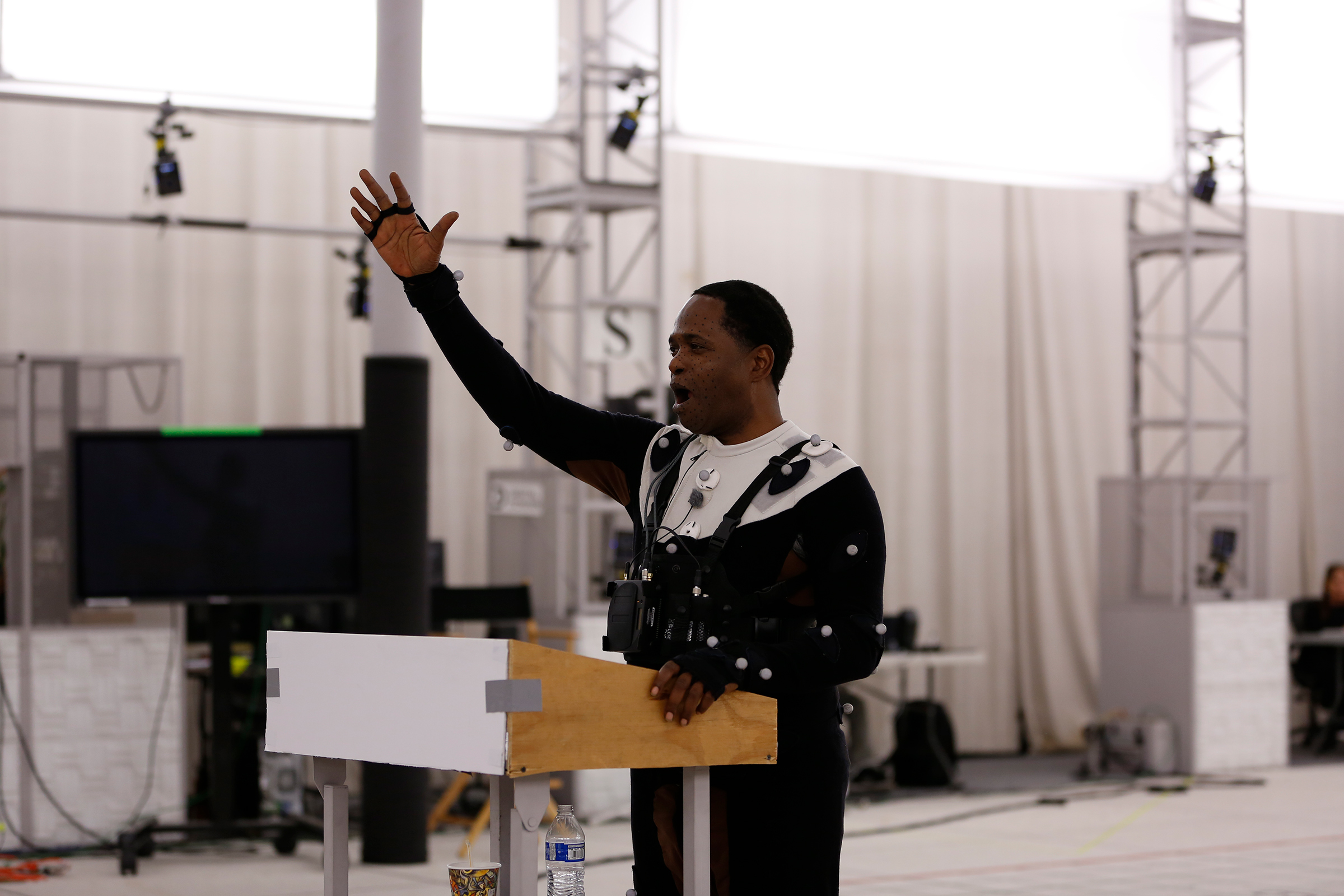 Stephon Ferguson matches his motions to King’s real delivery while reciting the “I Have a Dream” speech at Digital Domain