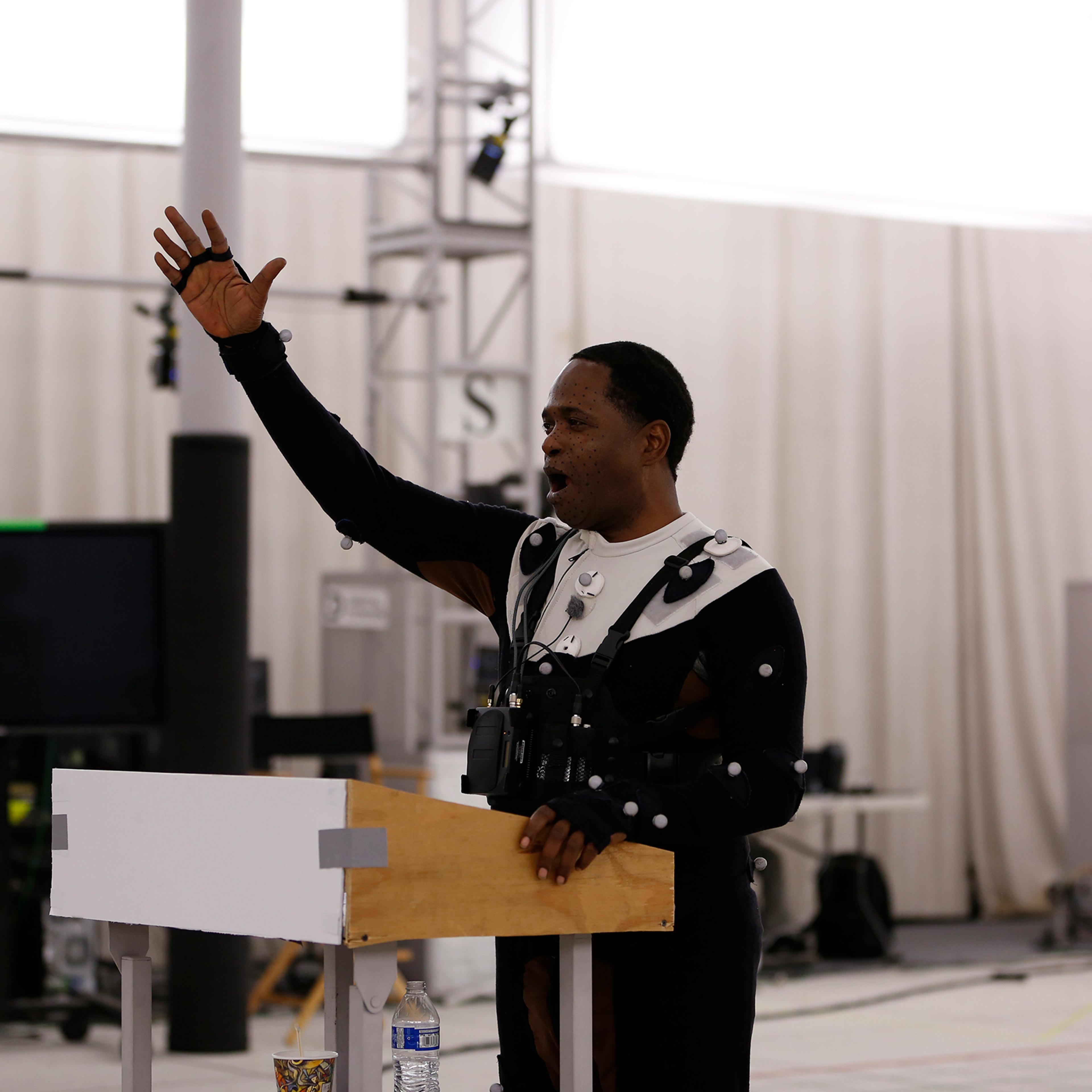 Stephon Ferguson matches his motions to King’s real delivery while reciting the “I Have a Dream” speech at Digital Domain