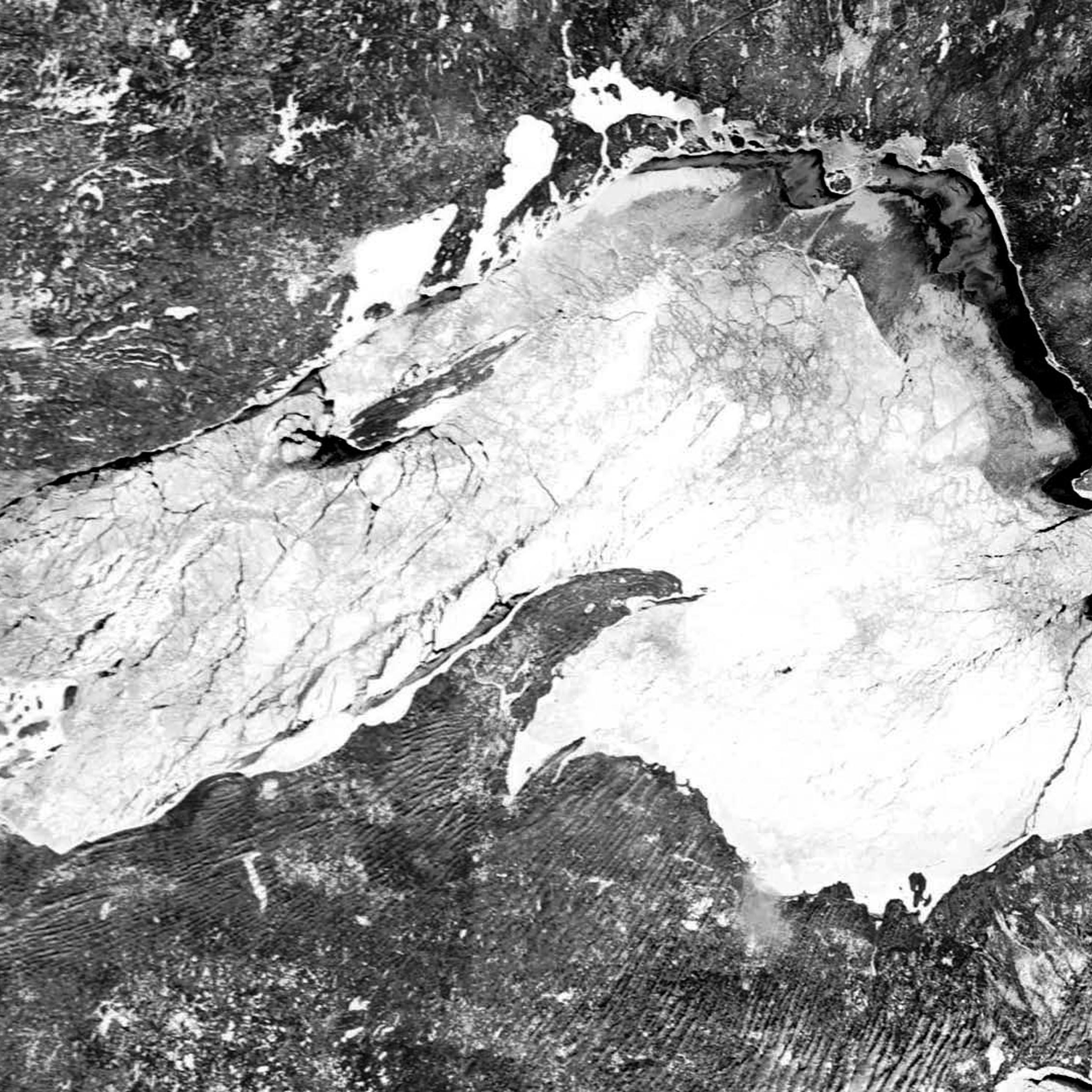 Satellite image from Feb. 2014 shows near-record ice cover on Lake Superior