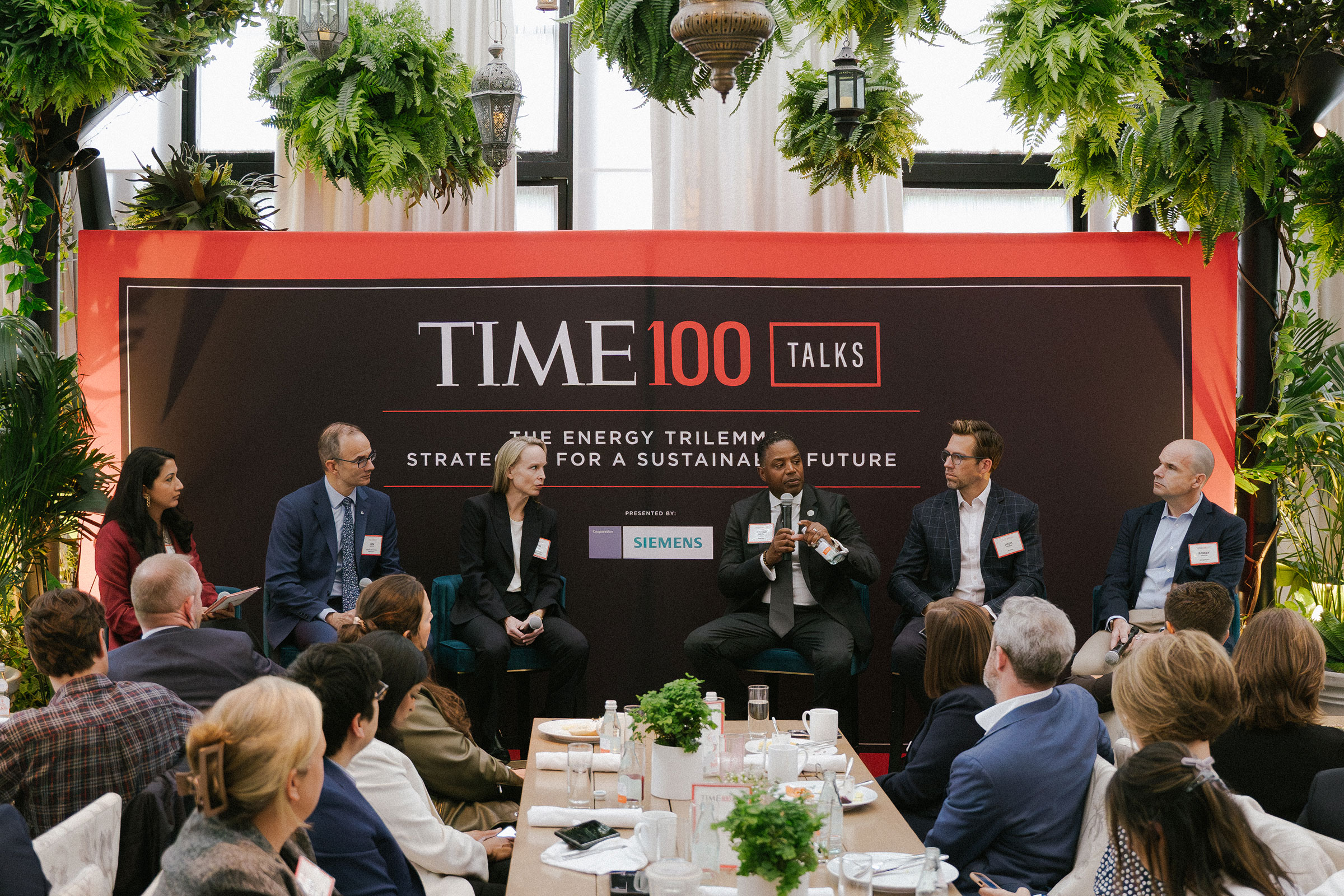 Chief Climate Officer at TIME Shyla Raghav moderates a panel between Jon Creyts, Ruth Gratzke, Calvin Butler, Josh Parker, and Bobby Hollis at the 