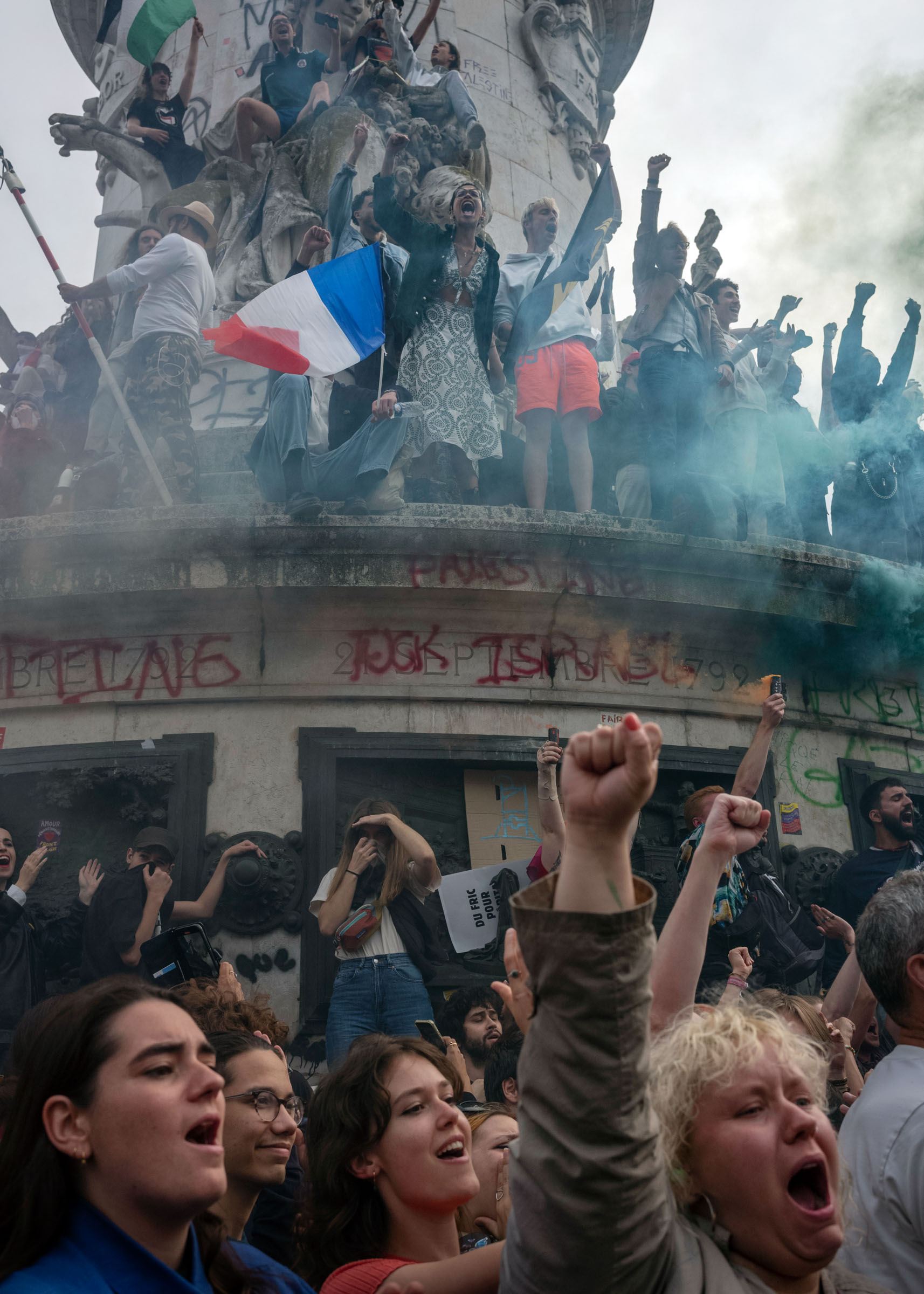 People rally against the Far right at Place de la République (Republic’s square) in central Paris a few days before the second round of the french parliamentary elections. The demonstration, initiated by independent medias, unions and other civil society