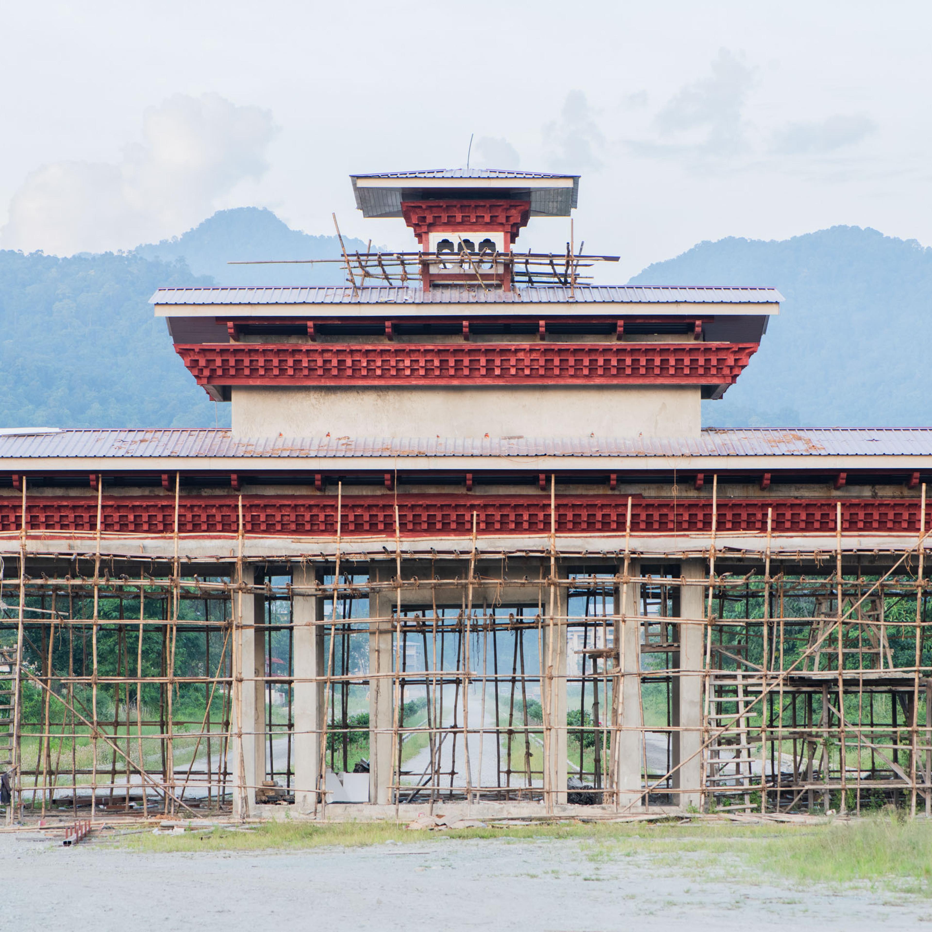 The freshly constructed entrance to a new national-service campus in Gelephu Mindfulness City, on Nov. 5