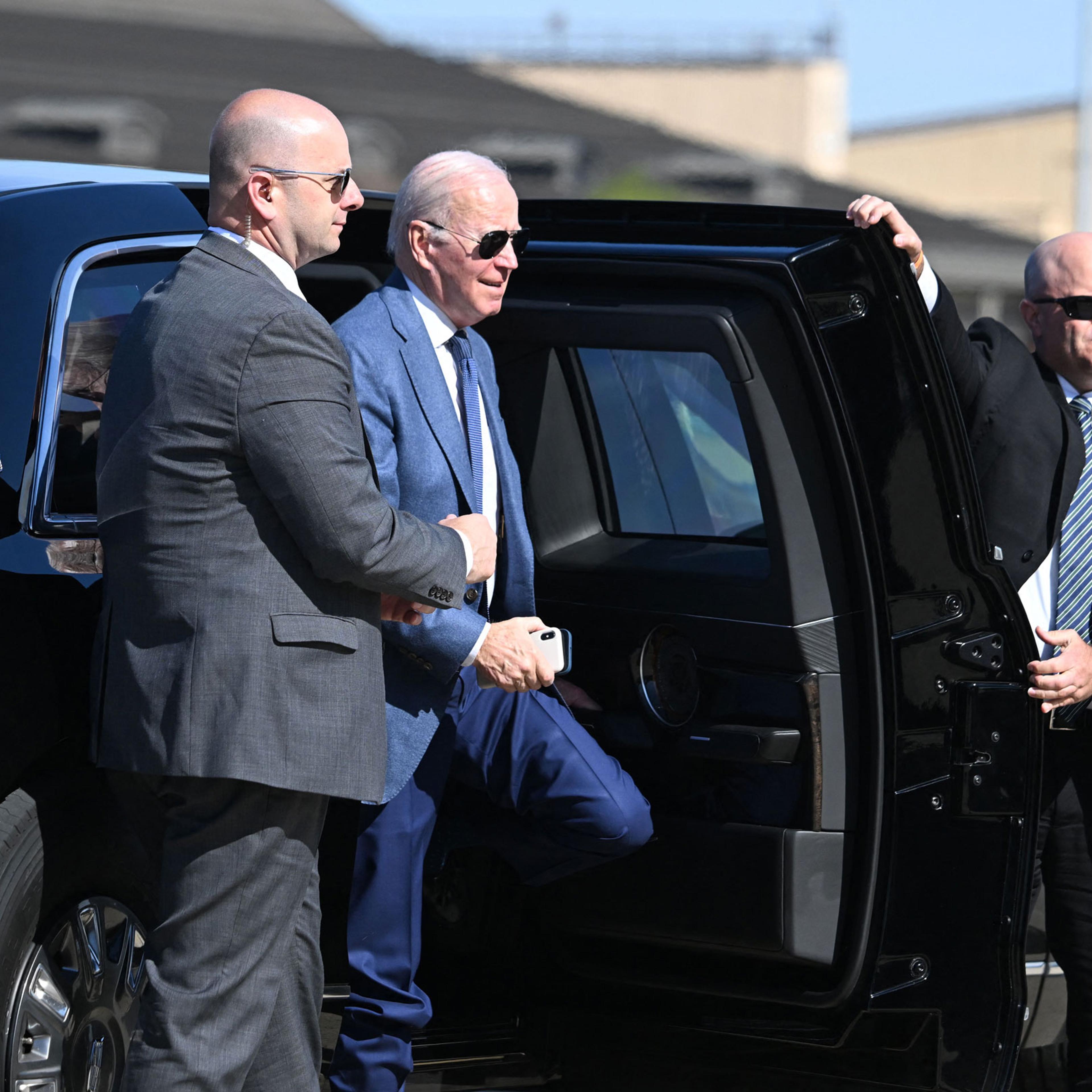 U.S. President Joe Biden arrives to board Air Force One as he departs for Northern Ireland