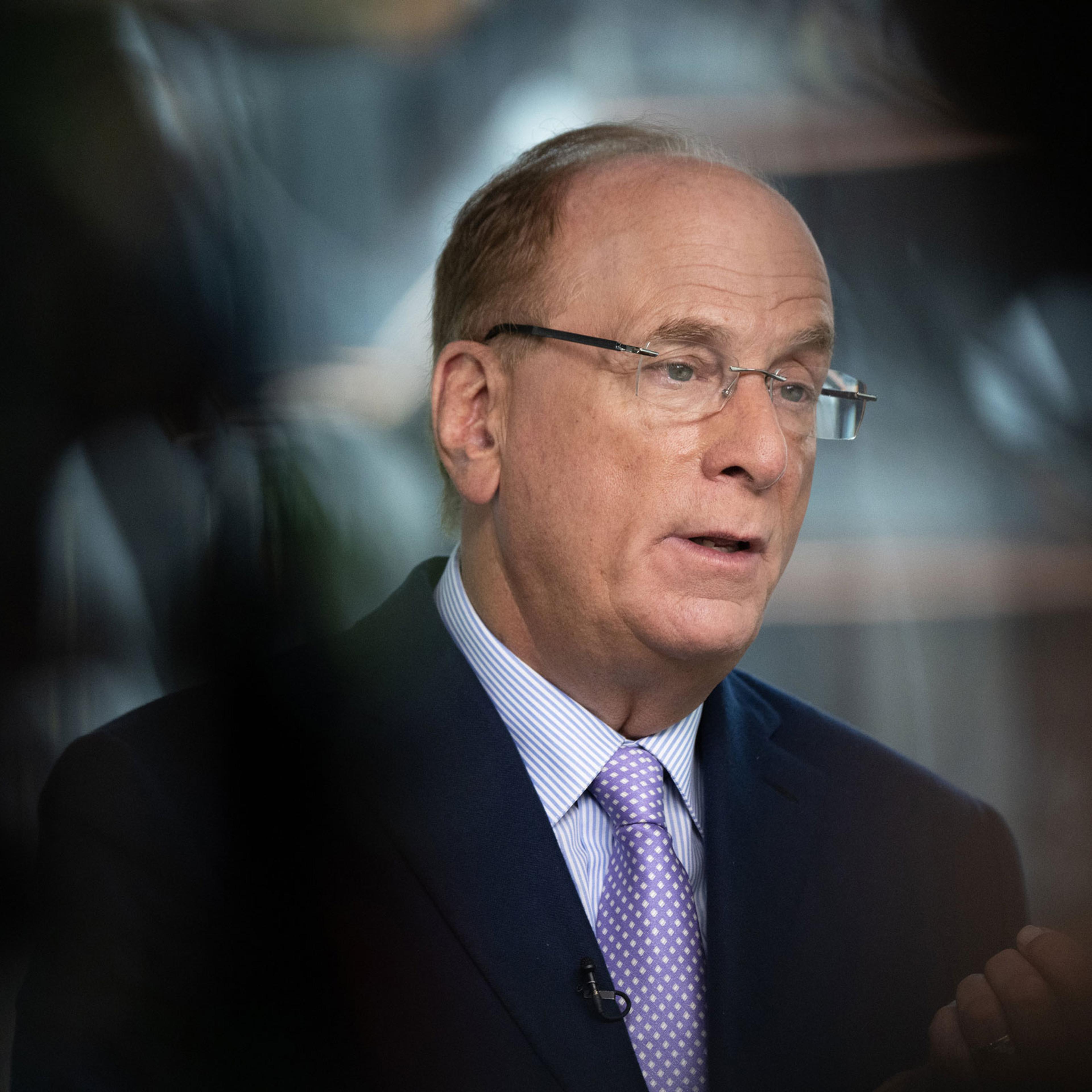 Larry Fink, chairman and chief executive officer of BlackRock Inc., during a Bloomberg Television interview in New York City on Jan. 12, 2024.