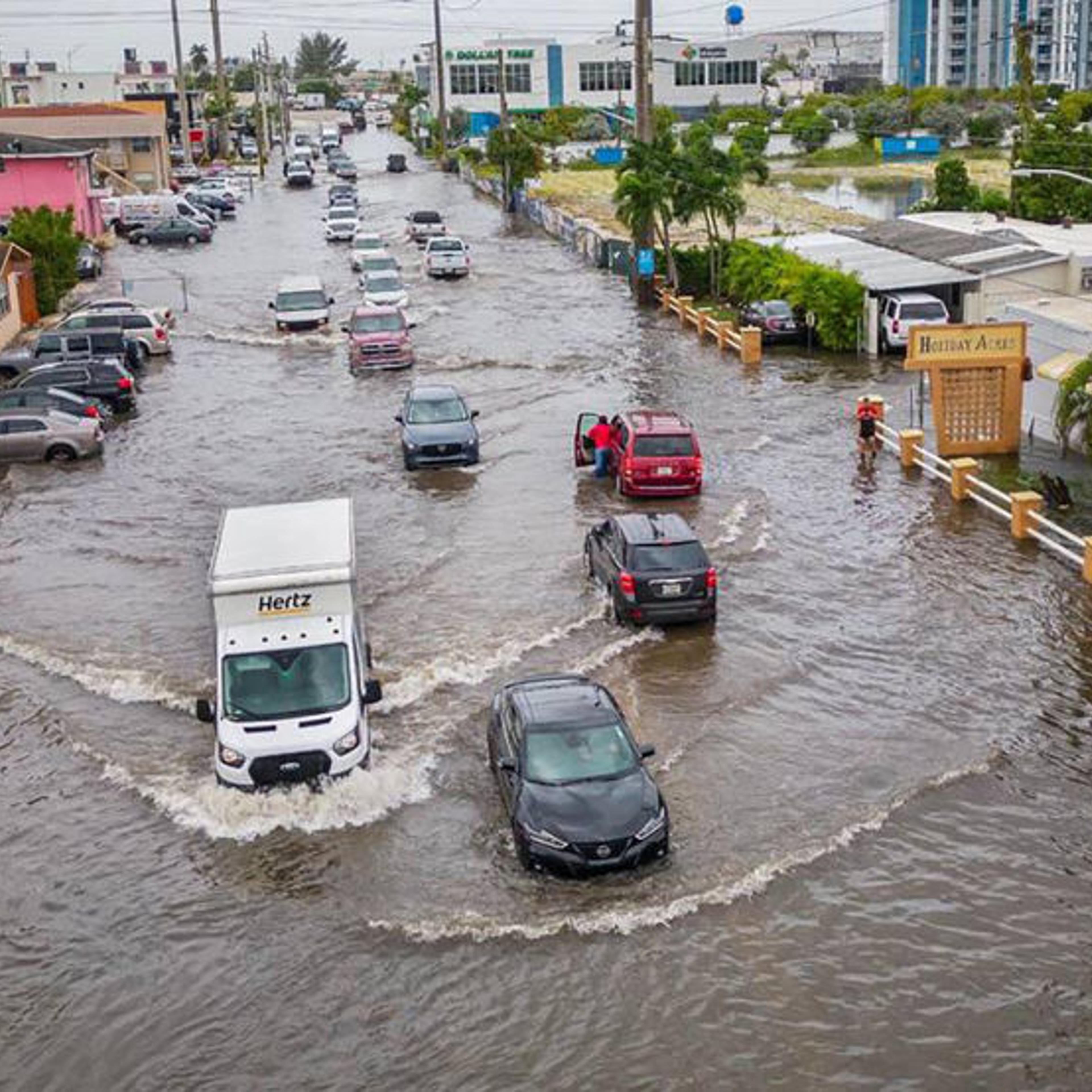 Flooding in Hialeah, Fla., after torrential downpours on Nov. 16, 2023.