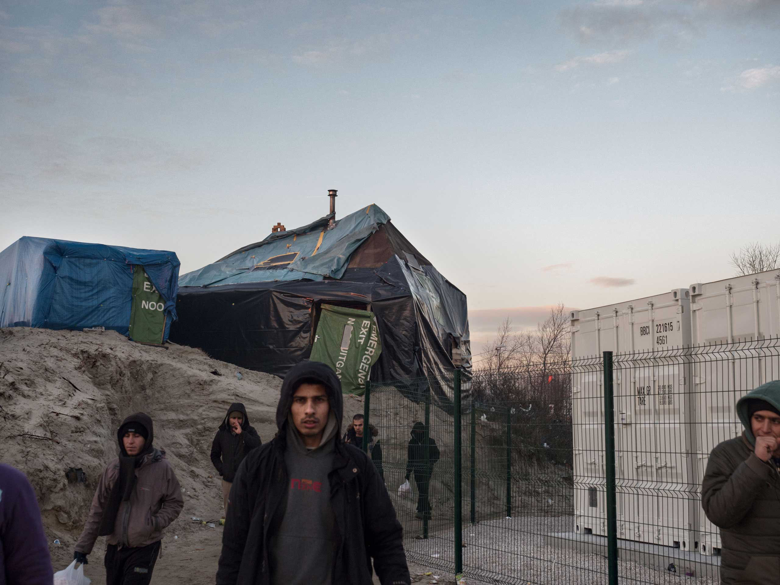 New containers for migrants are now being built that will take the place of tent dwellings in Calais, France, Jan.19, 2016.
