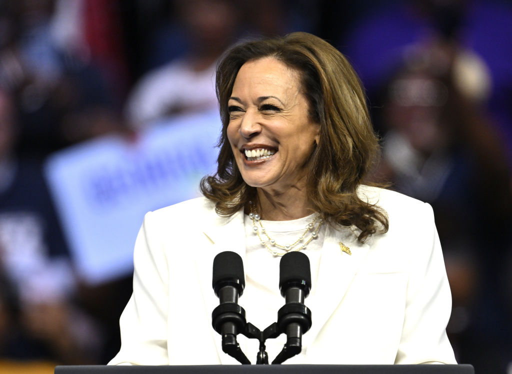 US Vice President and presidential candidate Kamala Harris at a campaign rally in Savannah