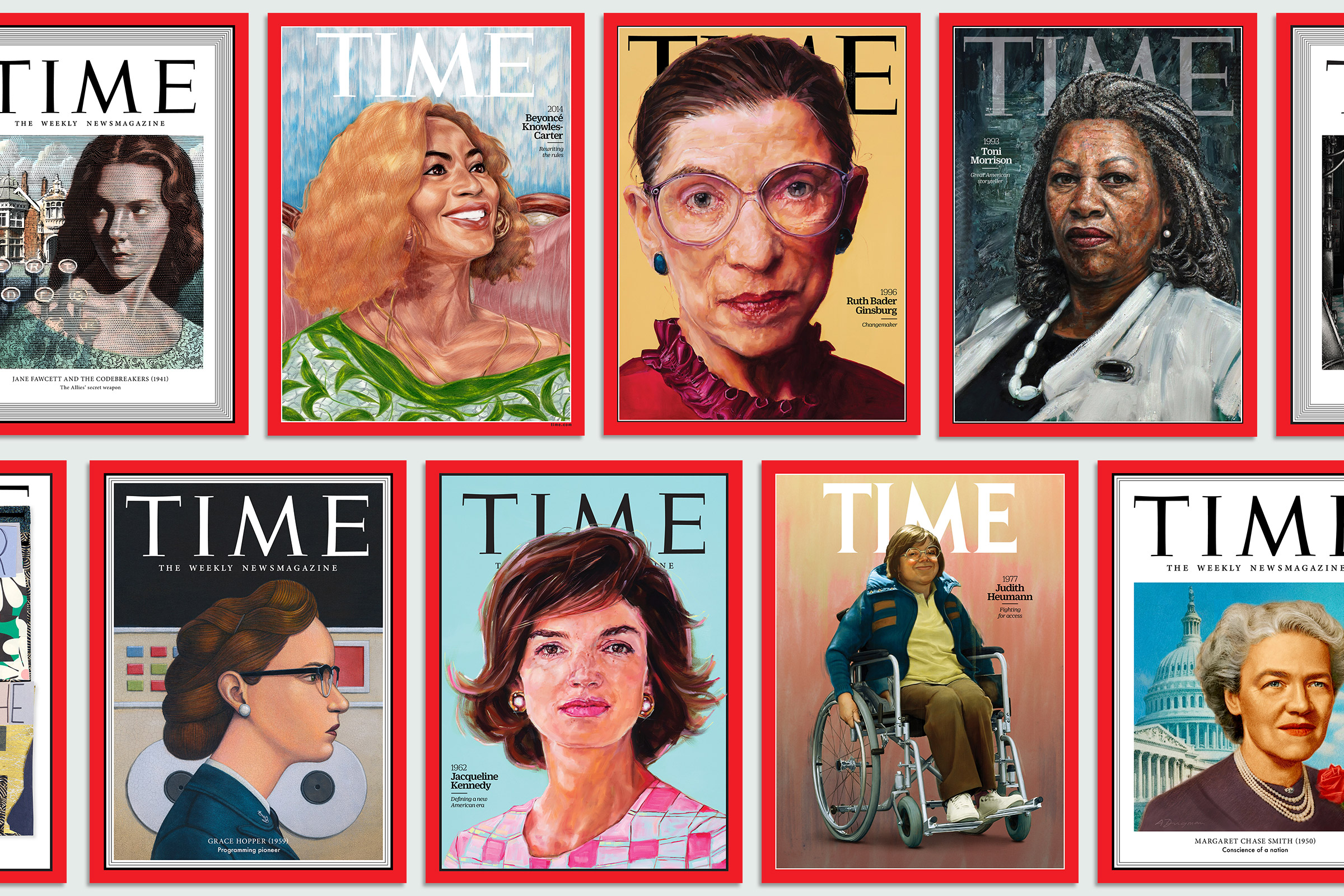 A selection of covers from the 100 Women of the Year project
