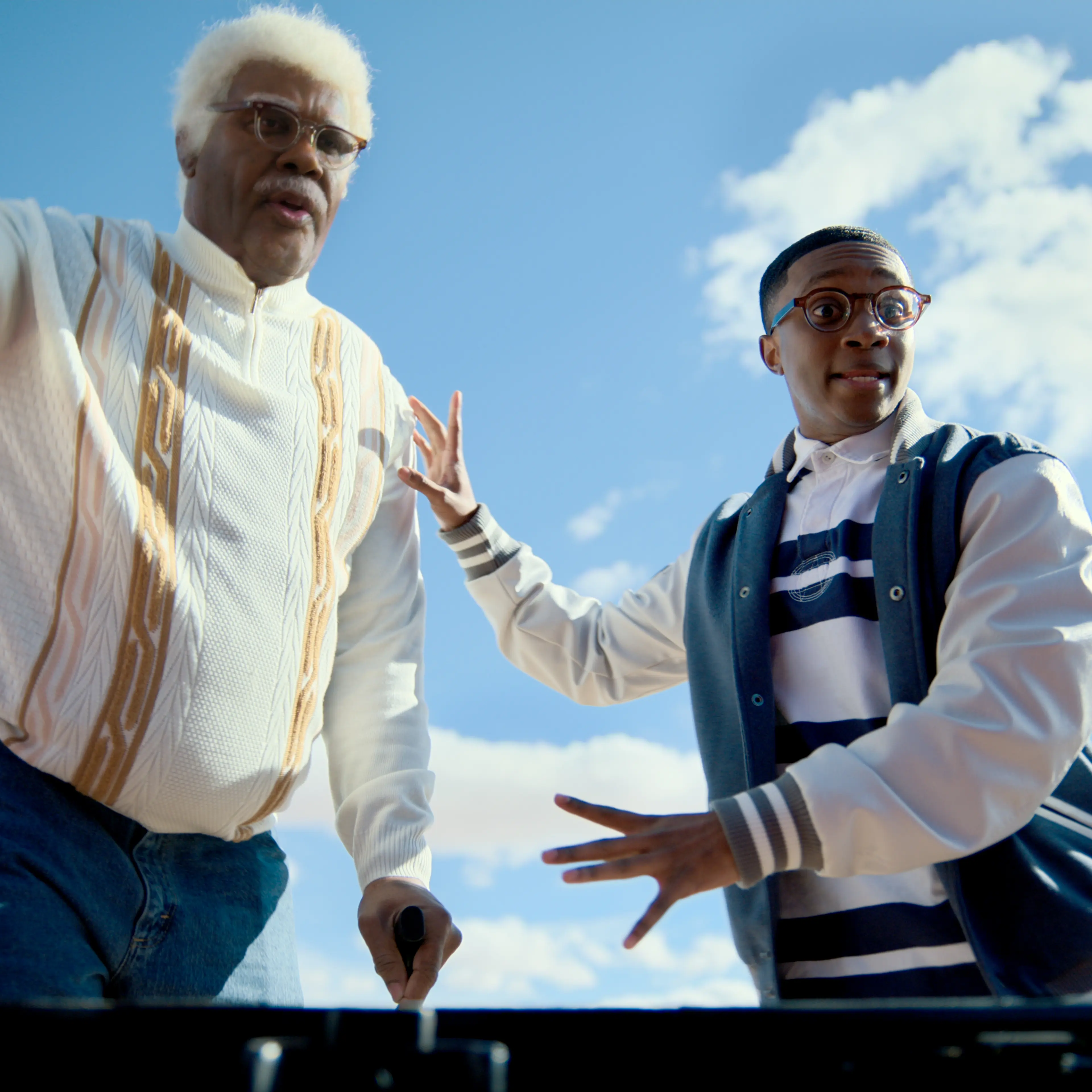 Joe’s College Road Trip. (L-R) Tyler Perry as Joe and Jermaine Harris as B.J. in Joe’s College Road Trip. Cr. Perry Well Films 2/Courtesy Netflix