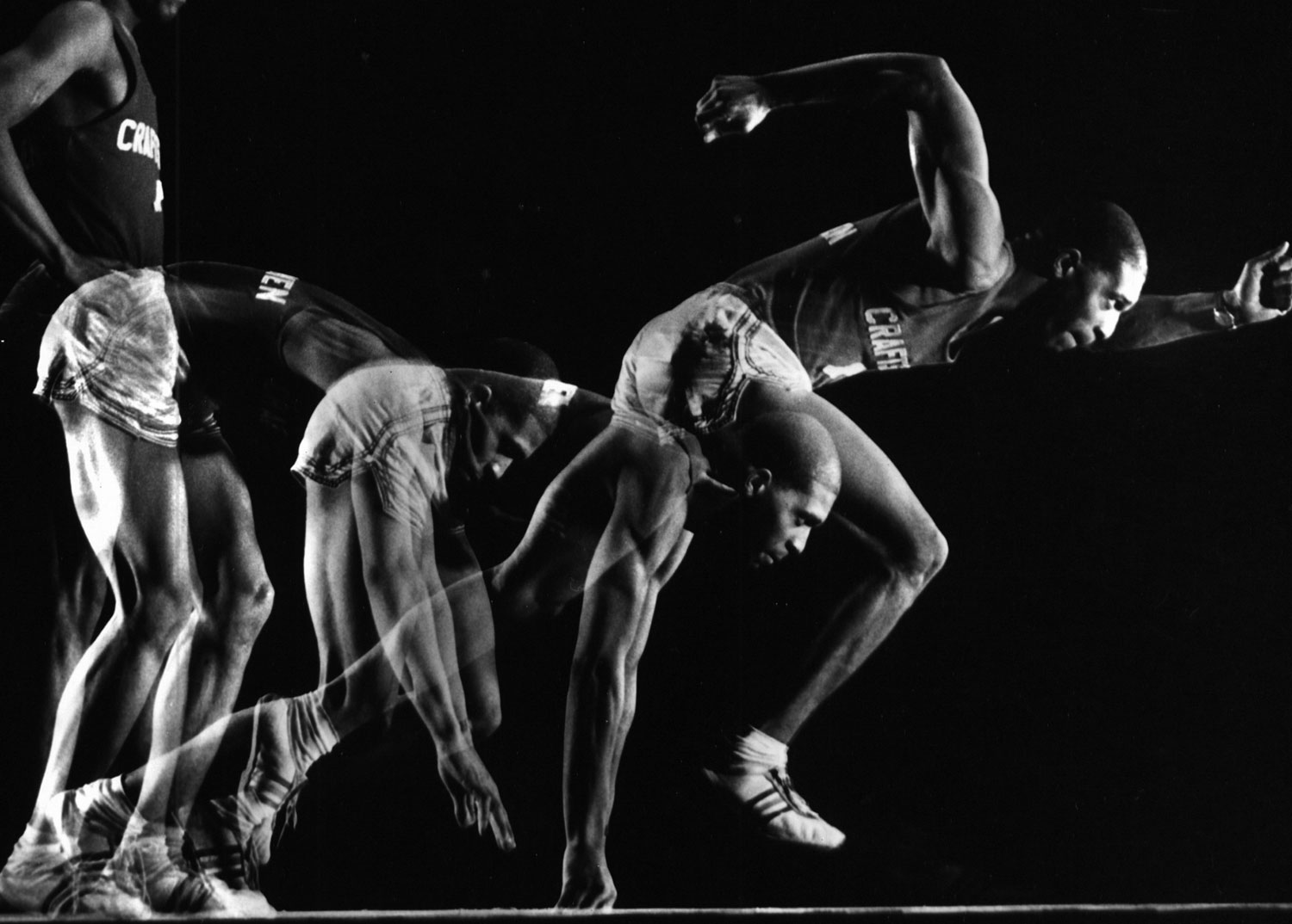 Multiple exposure image of a runner, part of a photographic study of the body's movements, 1962.