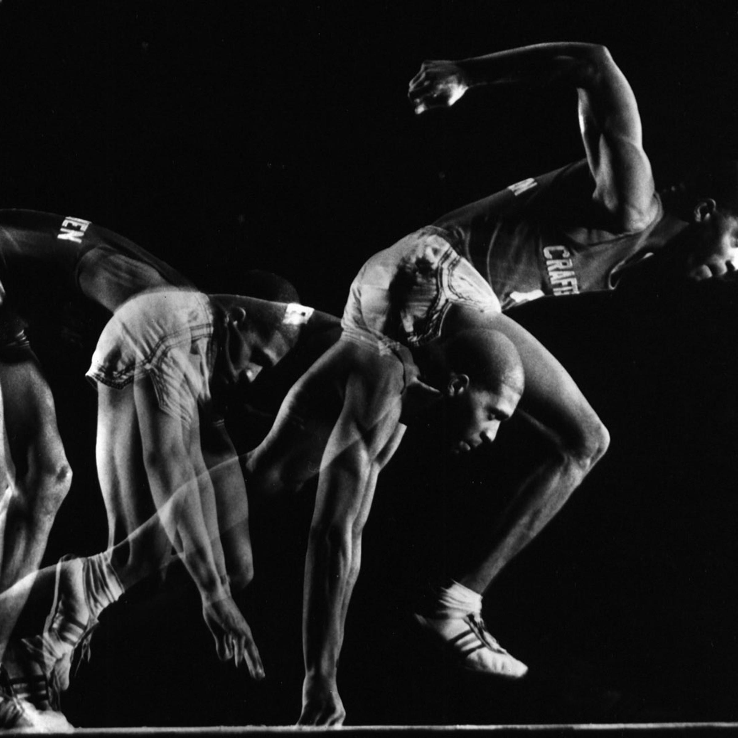 Multiple exposure image of a runner, part of a photographic study of the body's movements, 1962.