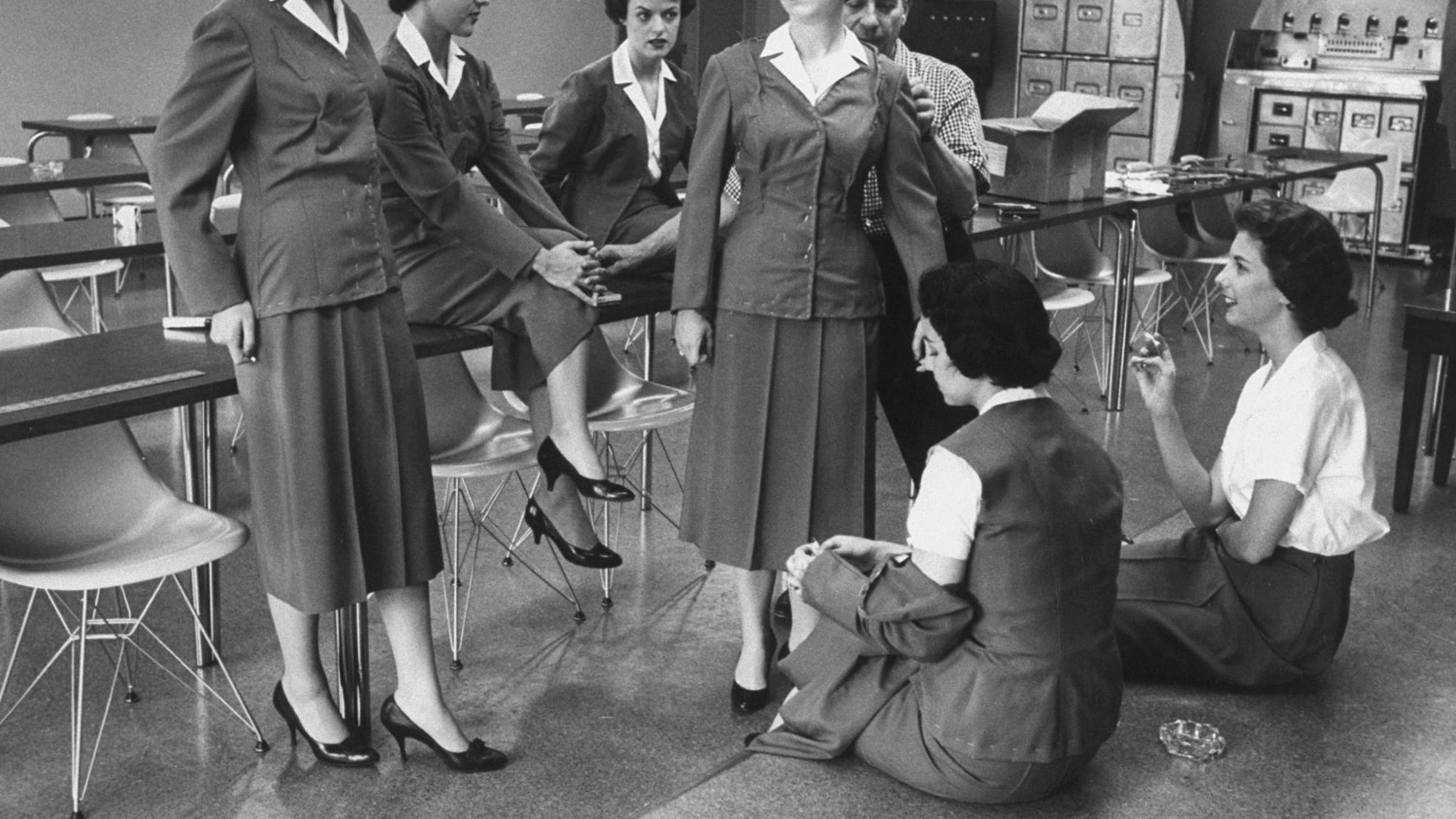 Stewardess School 'Glamor Girls of the Air' in Training, 1958