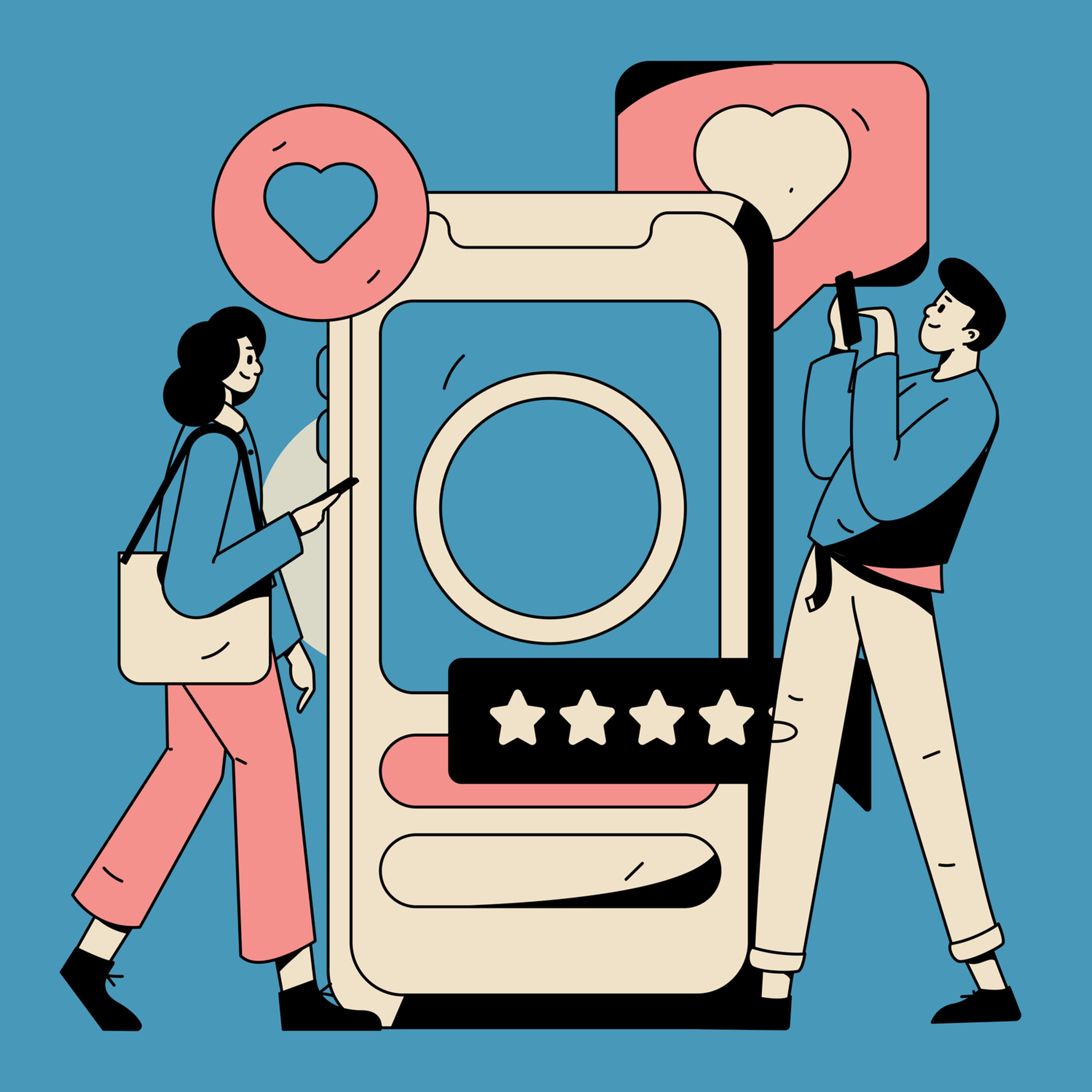 Social media comments flat people vector concept illustration