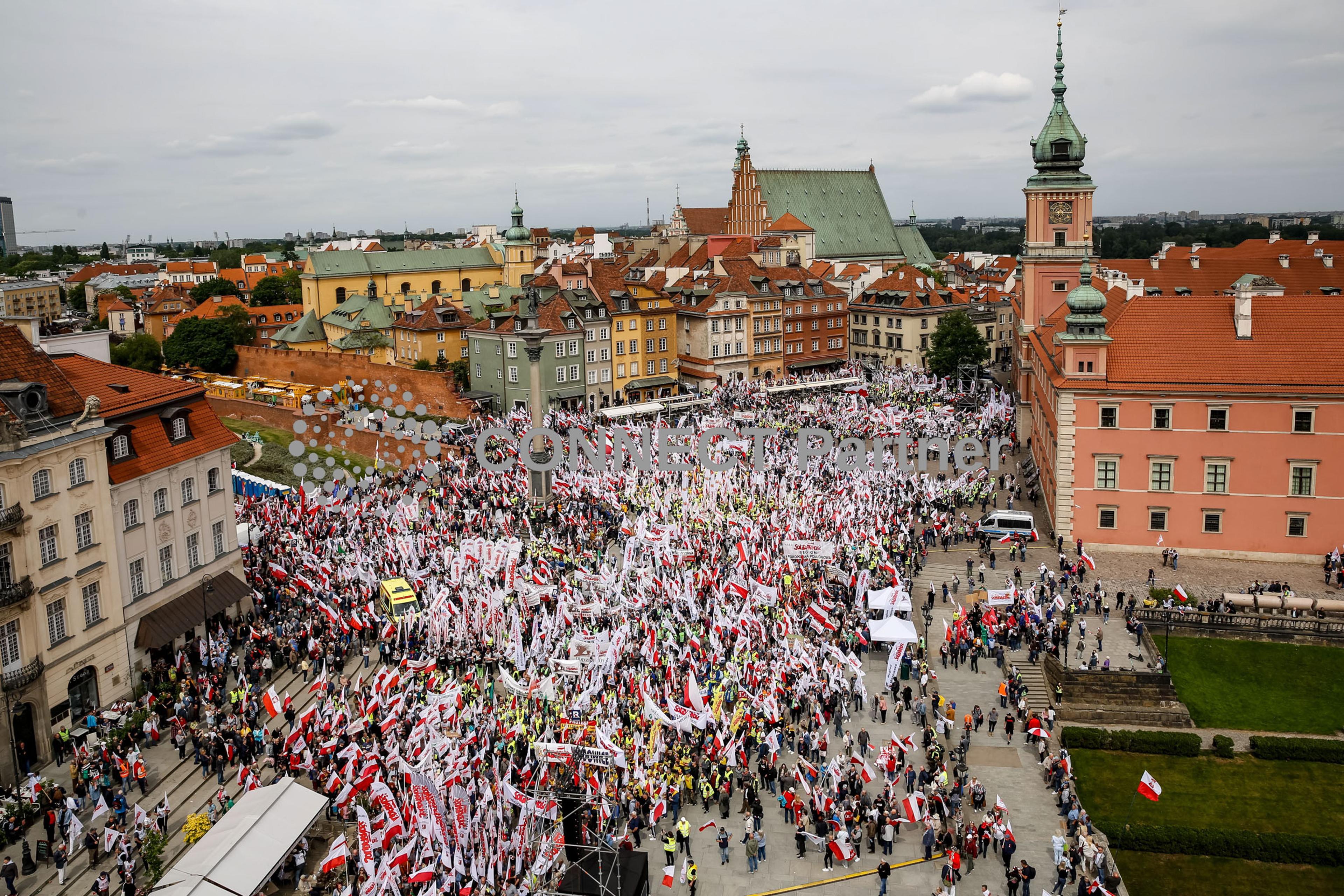 Polish Solidarity movement protest agains EU Green Deal in Warsaw - 10 May 2024