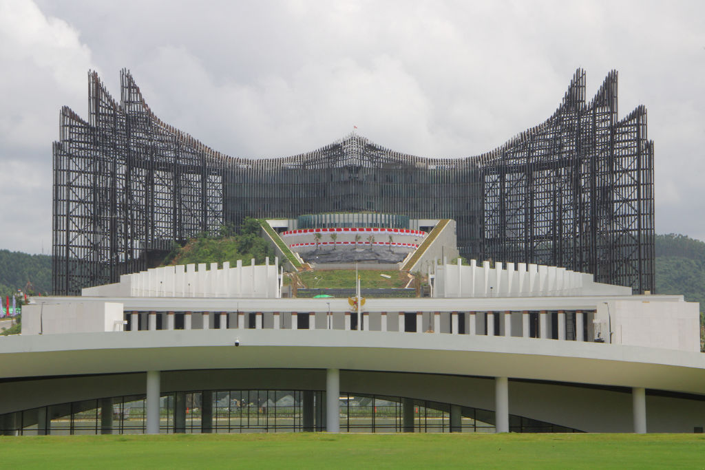 The future presidential palace under construction, which will host Indonesia's 79th Independence Day celebration on Aug. 17, is seen in the future capital city of Nusantara (IKN) in Penajam Paser Utara, East Kalimantan, on Aug. 10, 2024.