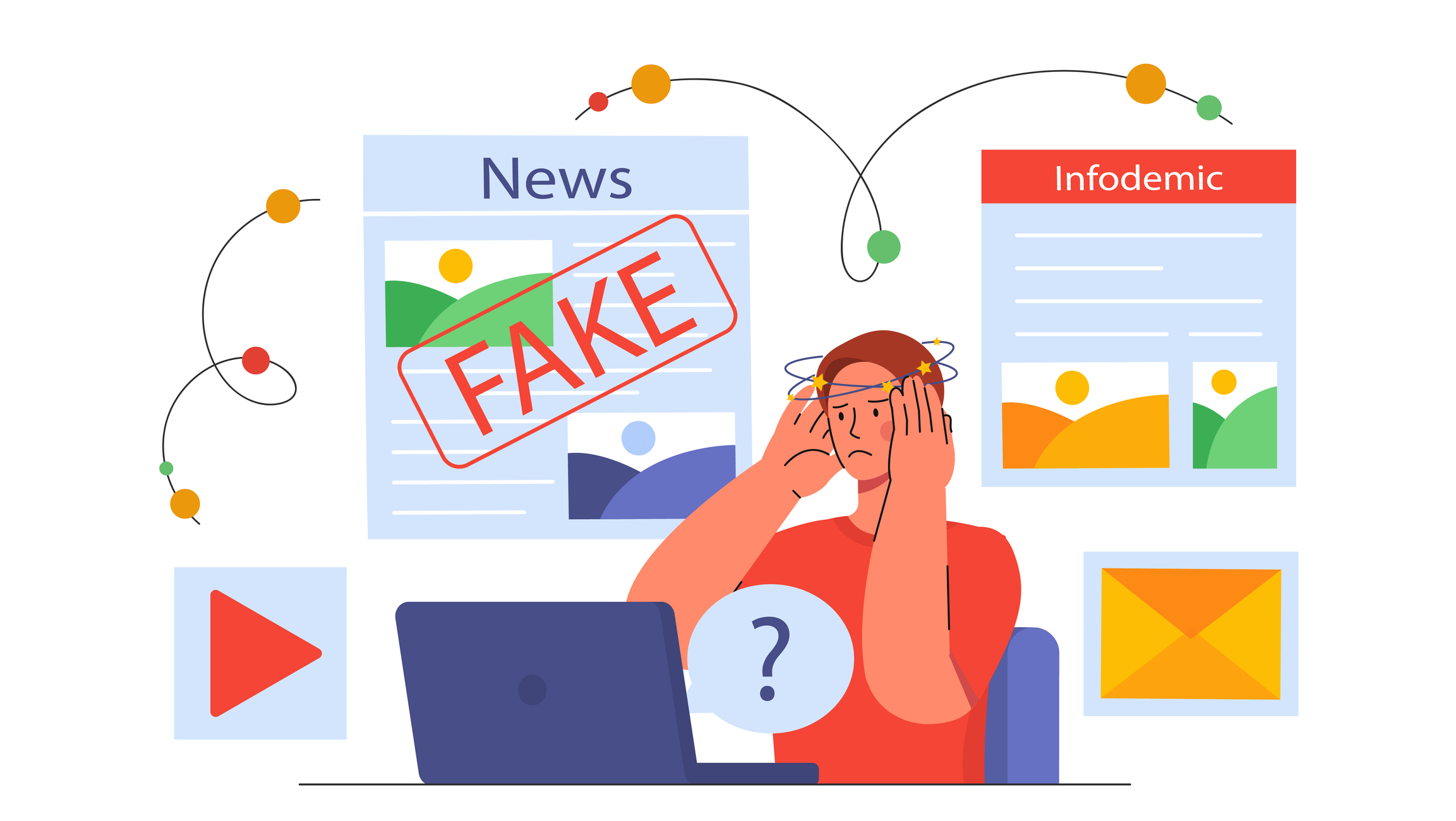 Man with media info noise vector concept