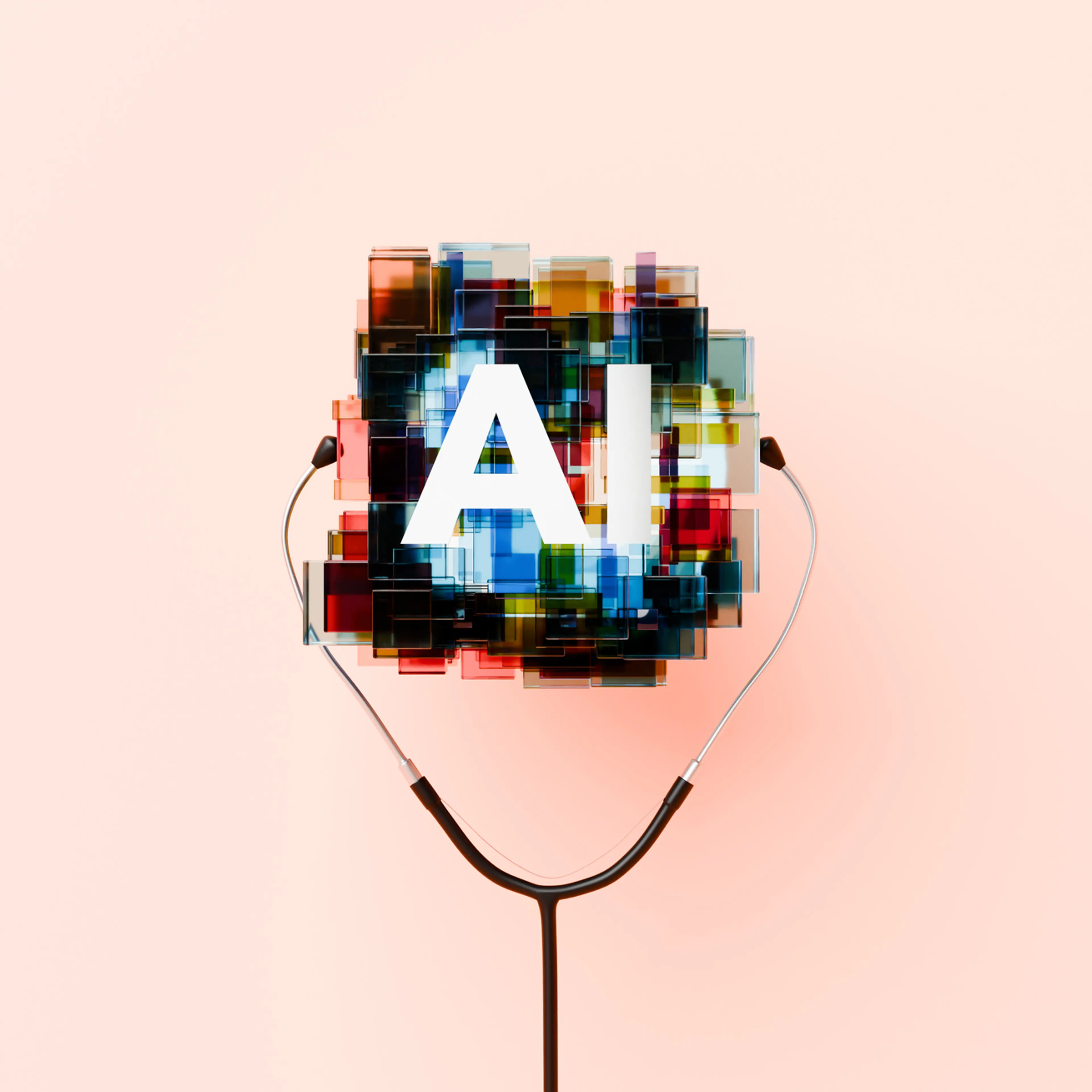 AI Symbol Equipped with Stethoscope Ear Pieces