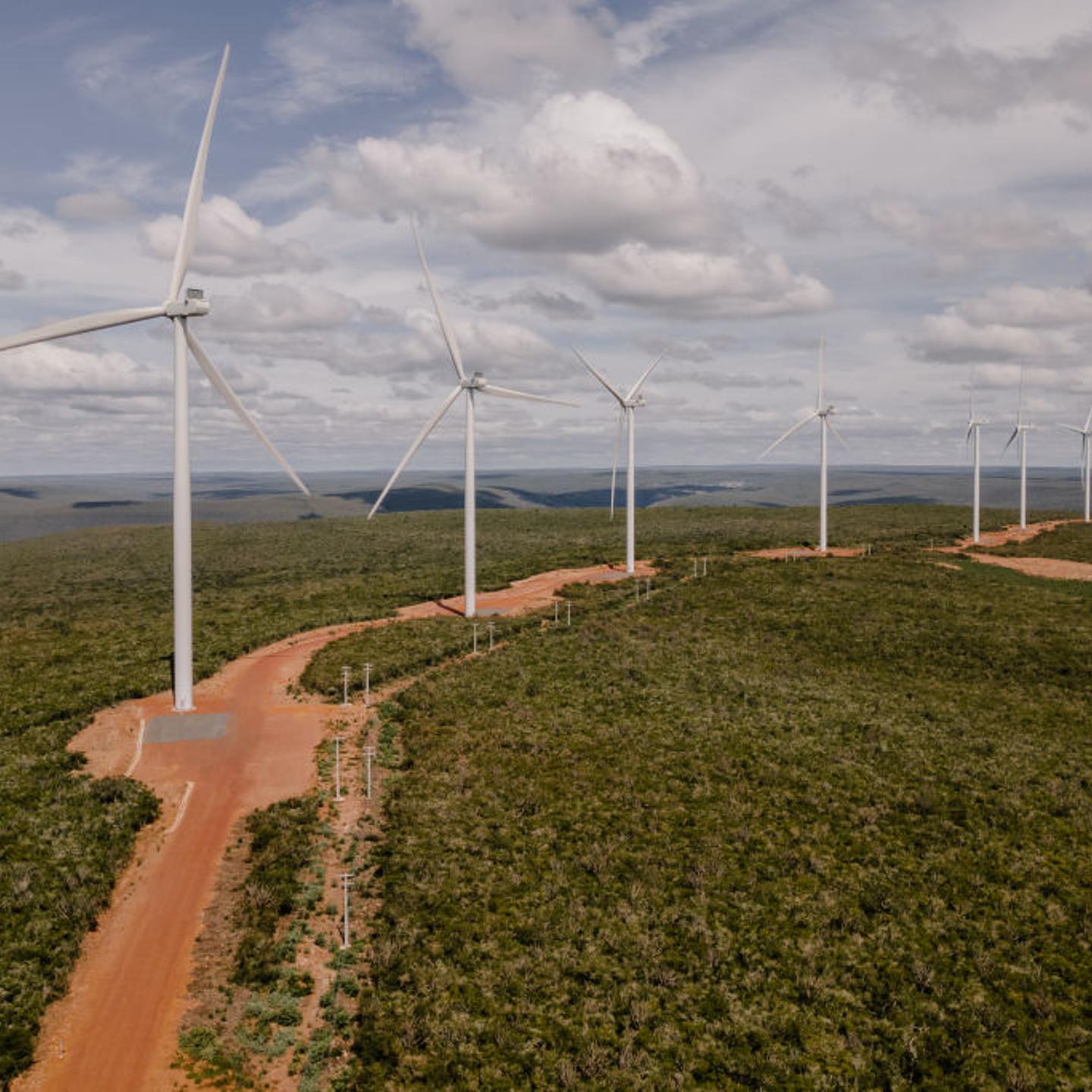 Casa dos Ventos wind turbines operate in Serra da Babilonia in Morro do Chapeu, Bahia state, Brazil, on May 17, 2023.