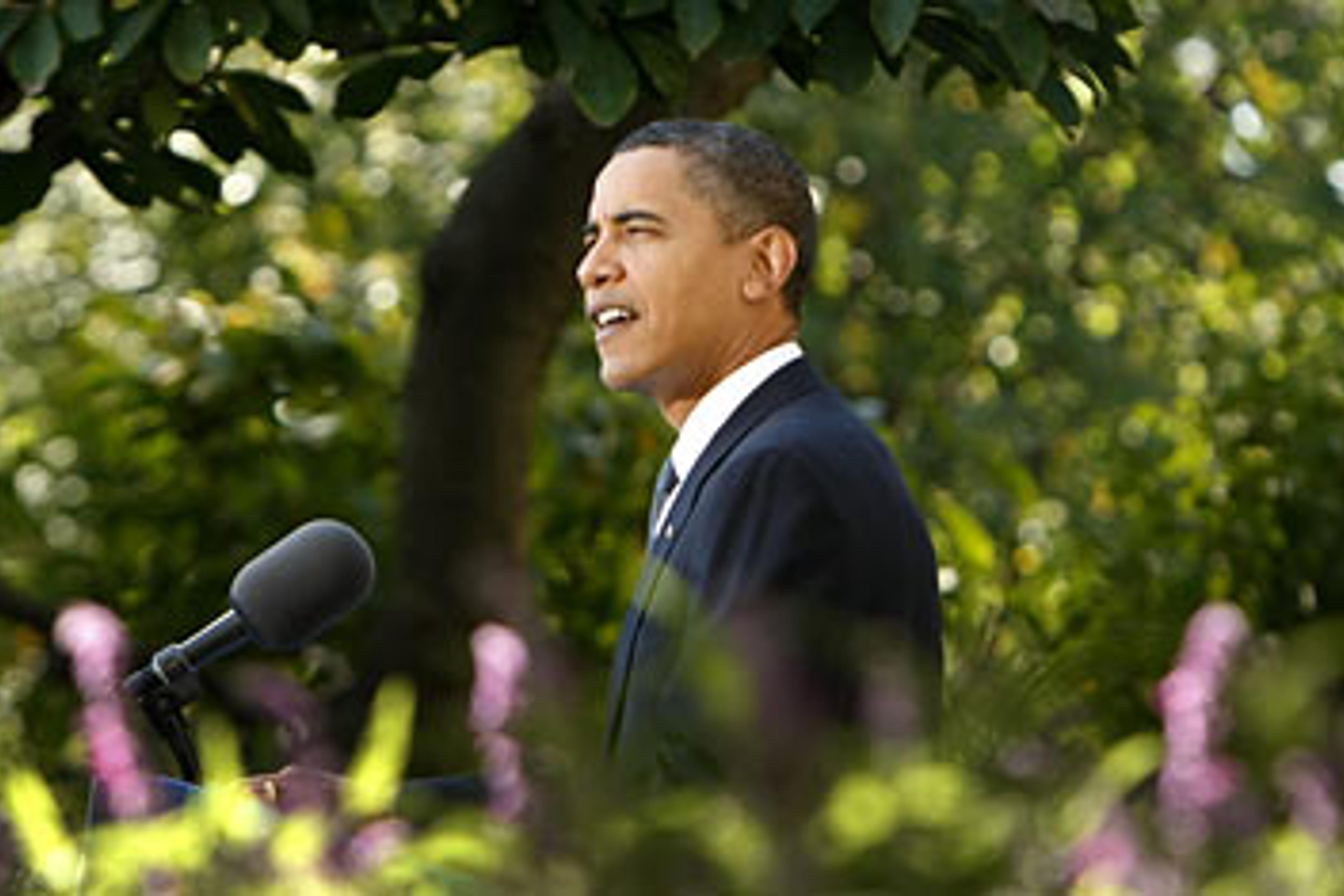 President Obama makes remarks about his Nobel Peace Prize win in the Rose Garden of the White House
