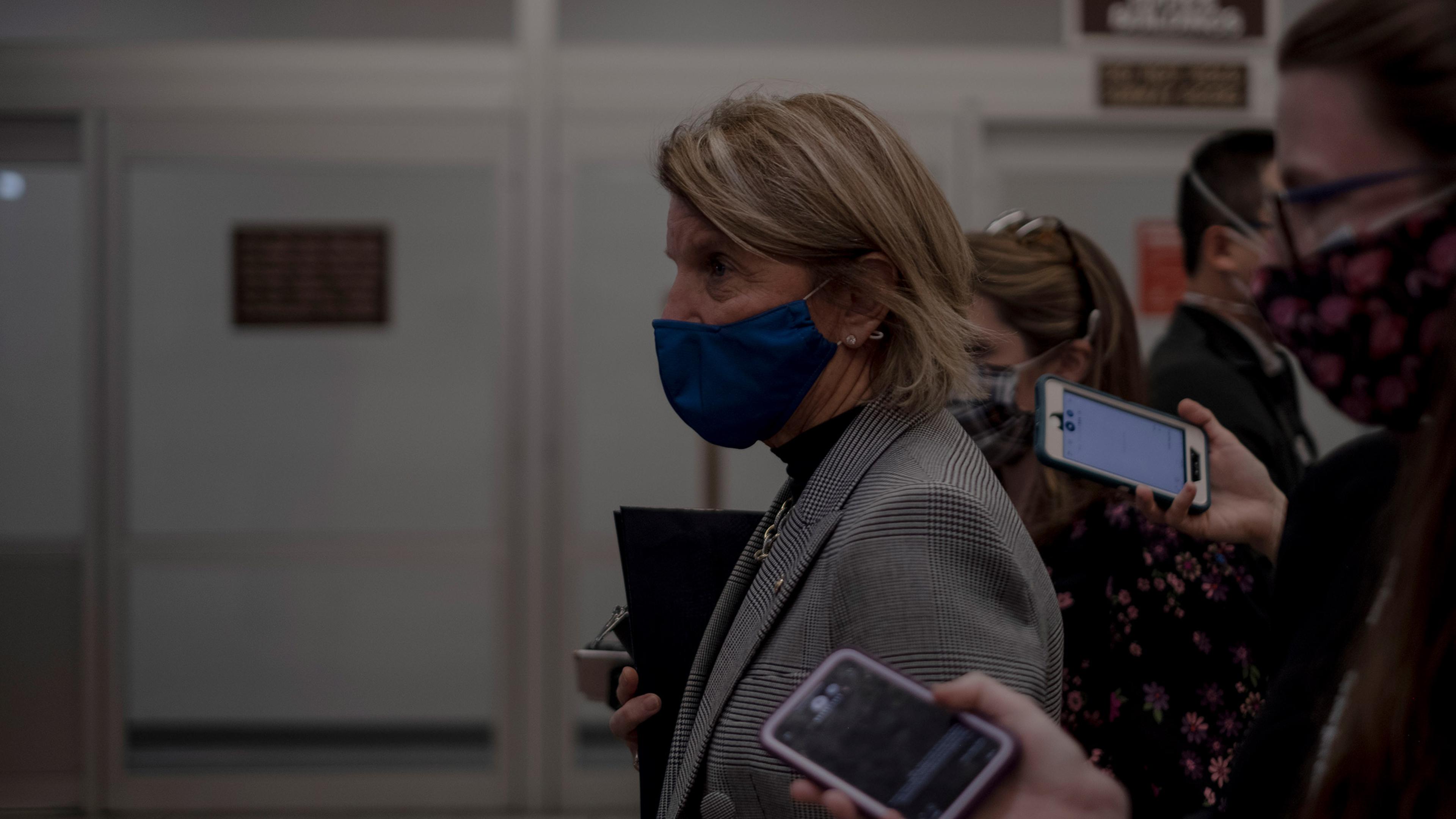 2/11/21, Washington, D.C. Sen. Shelly Moore Capito (R-W.V.) speaks to reporters after the impeachment trial of former president Donald Trump at the Capitol in Washington, D.C. on Feb. 11, 2021. Gabriella Demczuk / TIME