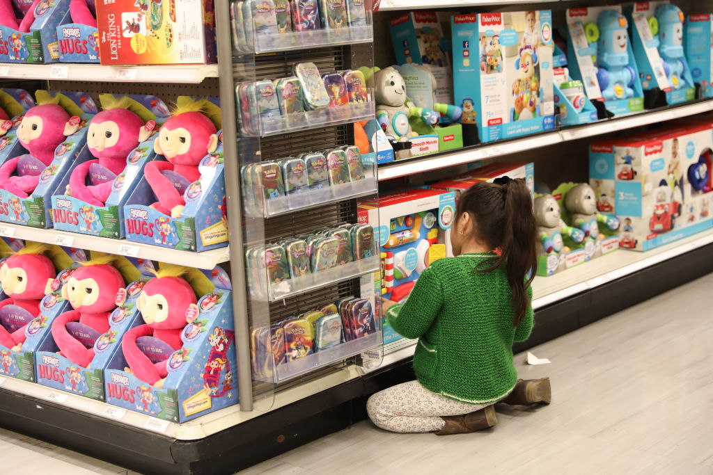 A child looks at toys on display for sale at a Target store in New York City on Nov. 28, 2019.